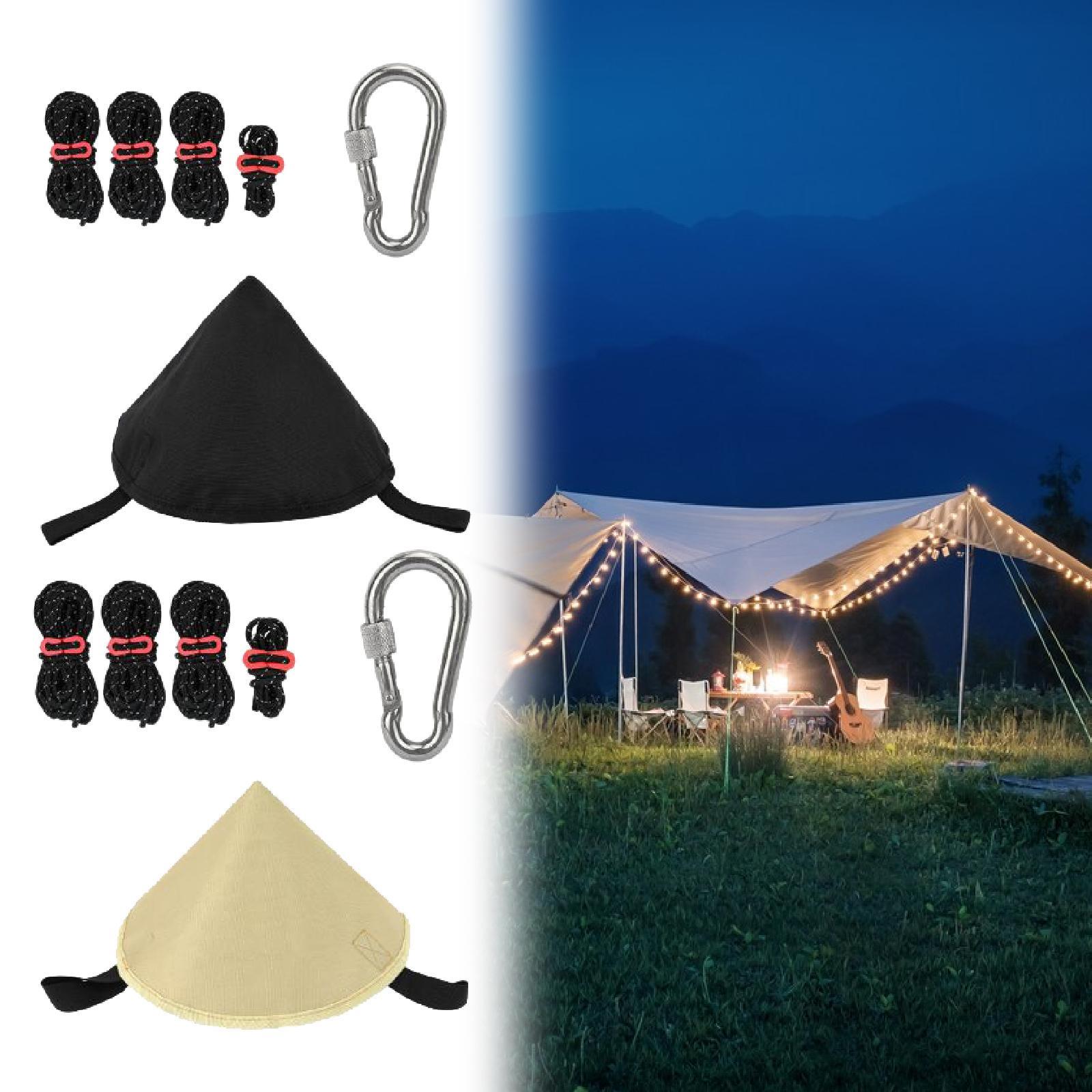 Tent Connection Hat Triangular Tarp Connecting Cap for Hiking Canopy Camping Black