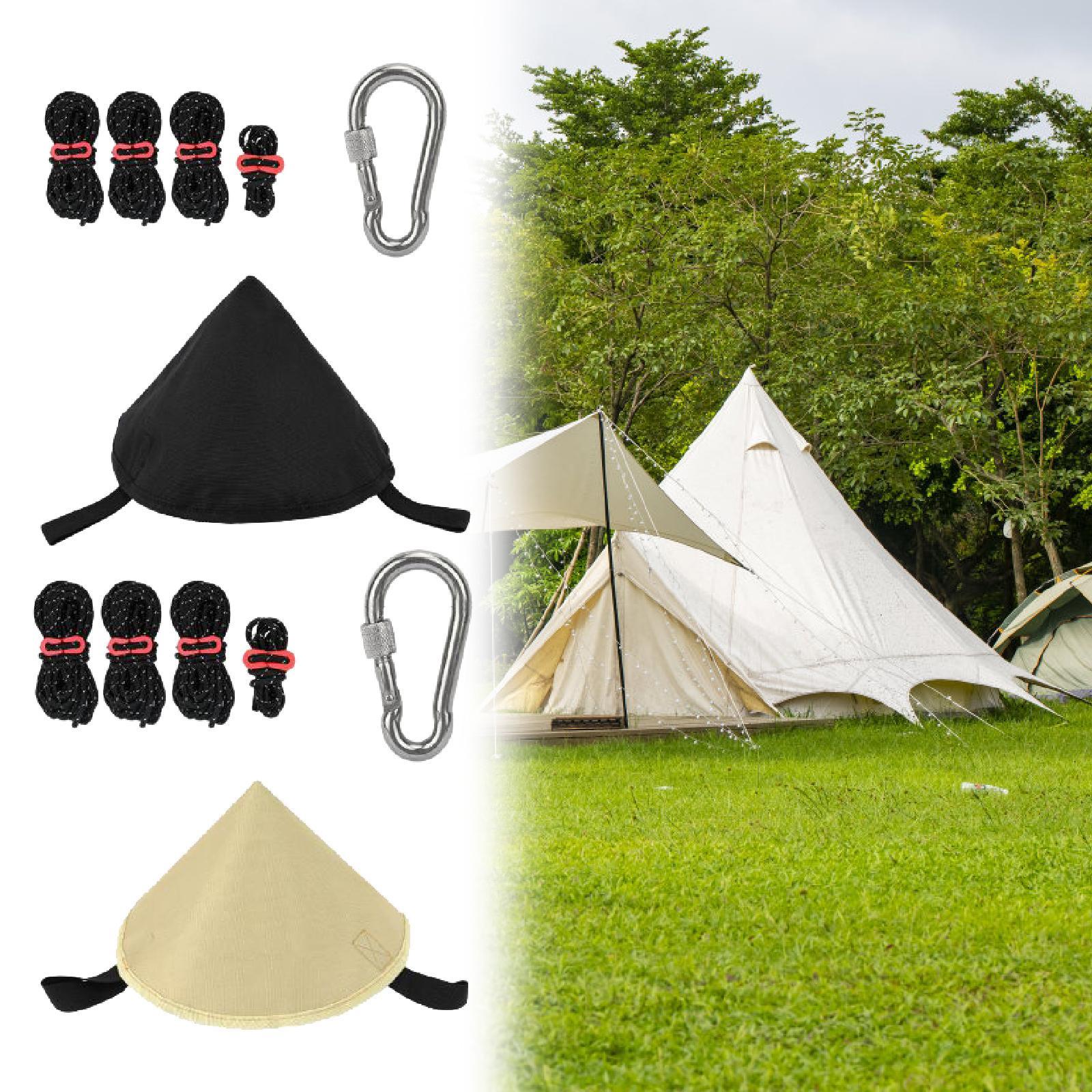 Tent Connection Hat Triangular Tarp Connecting Cap for Hiking Canopy Camping Black
