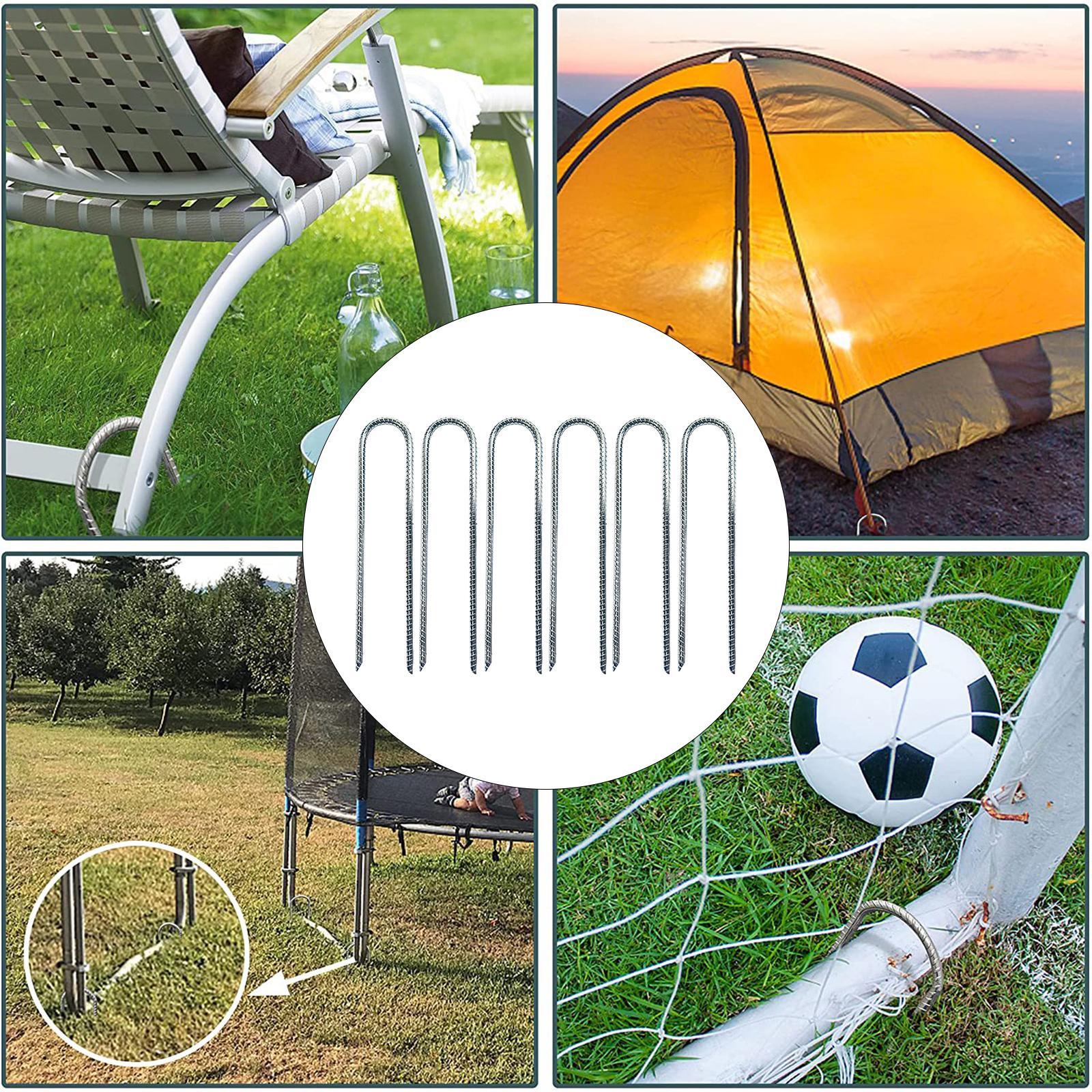 6 Pieces Camping Tent Stakes Metal Ground Anchors for Outdoor Picnic Shelter