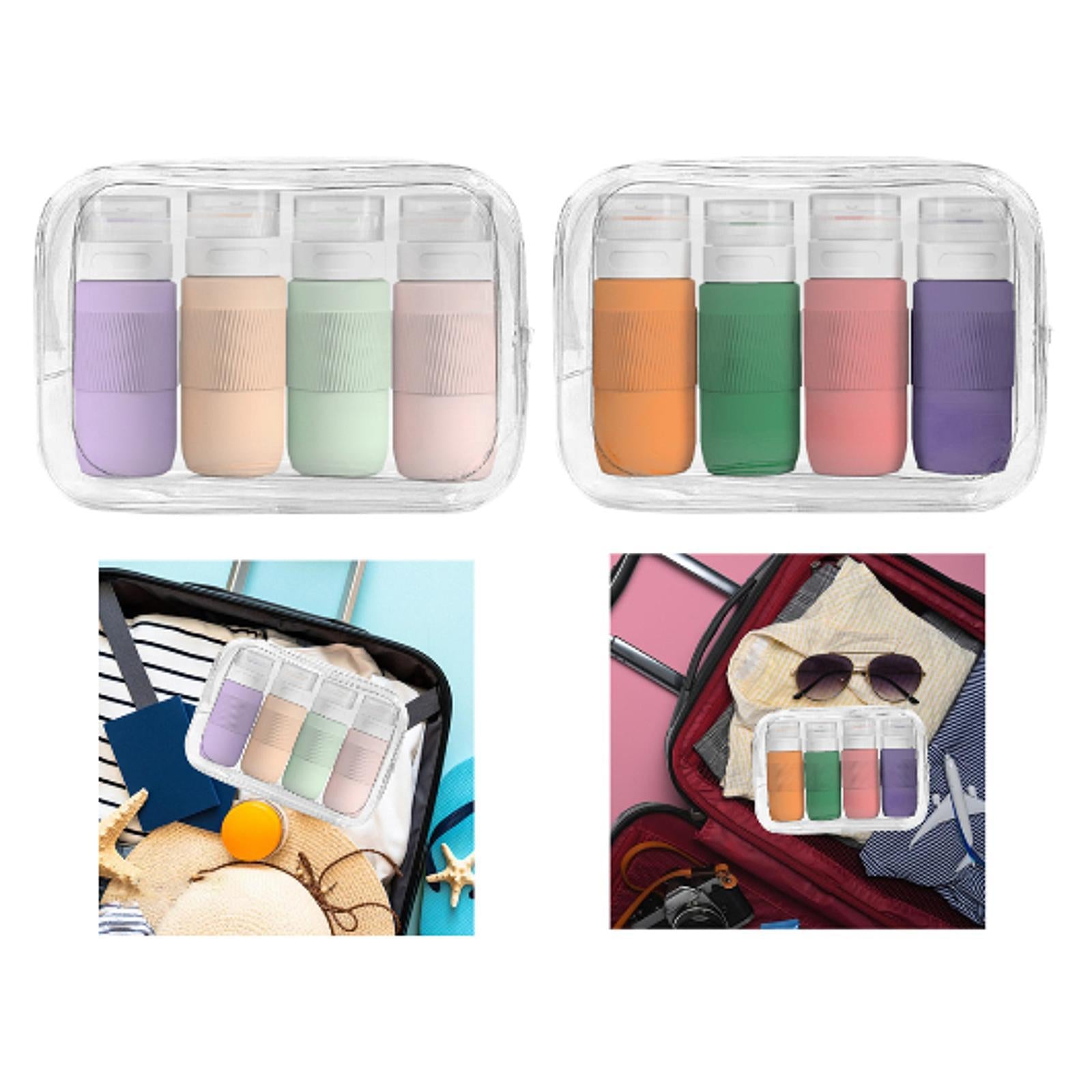 4Pcs Travel Bottles for Toiletries 80ml Empty for Lotion Conditioner Shampoo Light Color