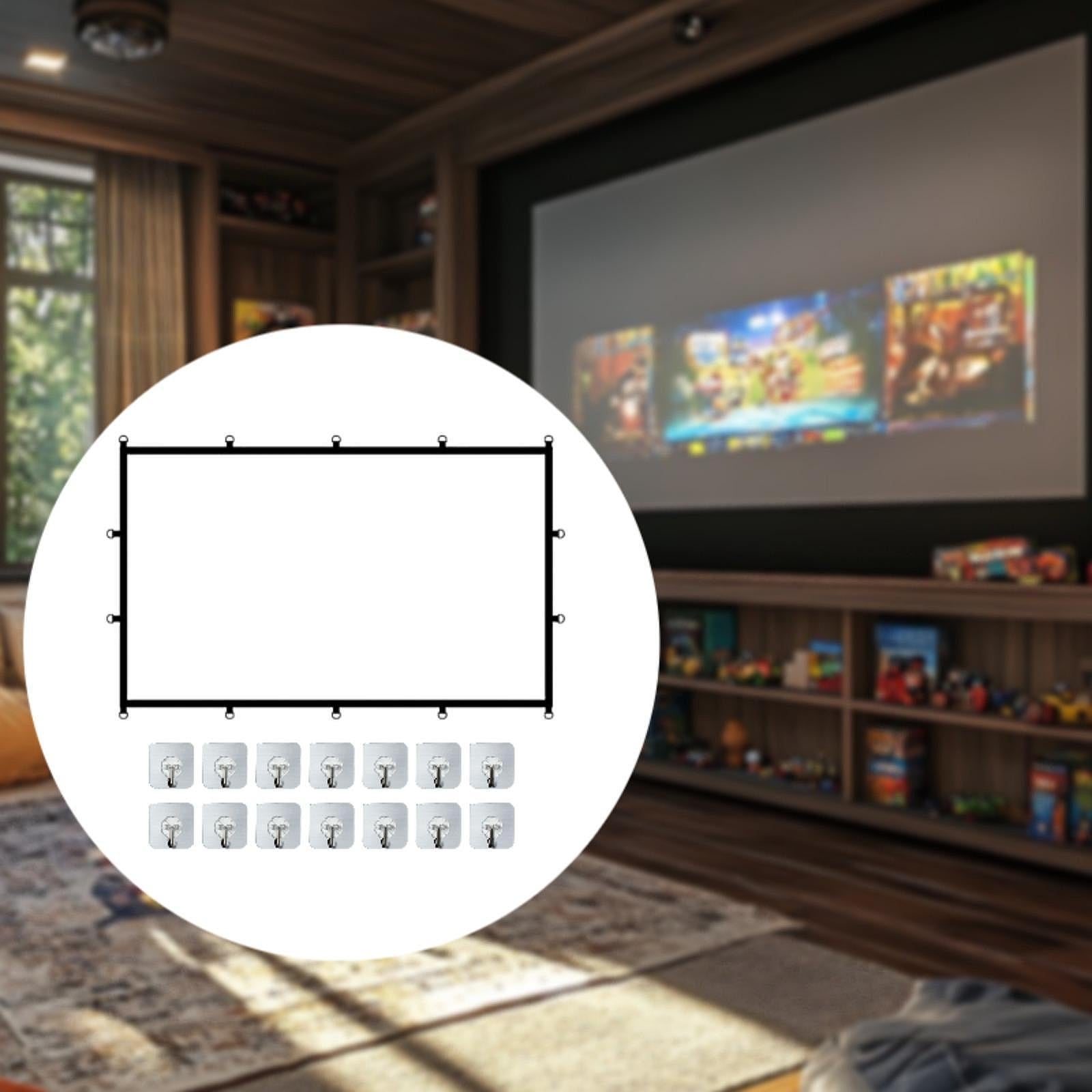 16:9 Projector Screen White for Camping Entertainment Presentation Education 84inch