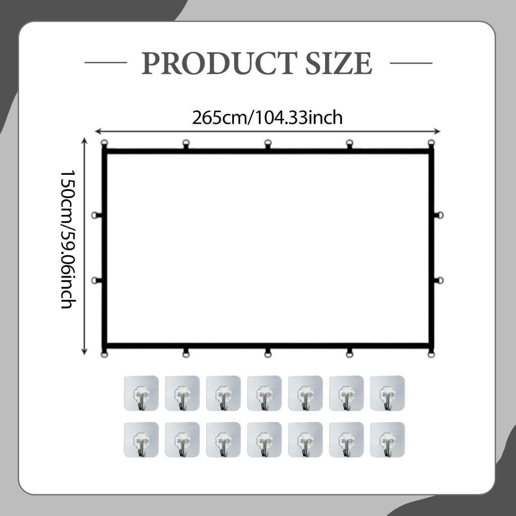 16:9 Projector Screen White for Camping Entertainment Presentation Education 120inch