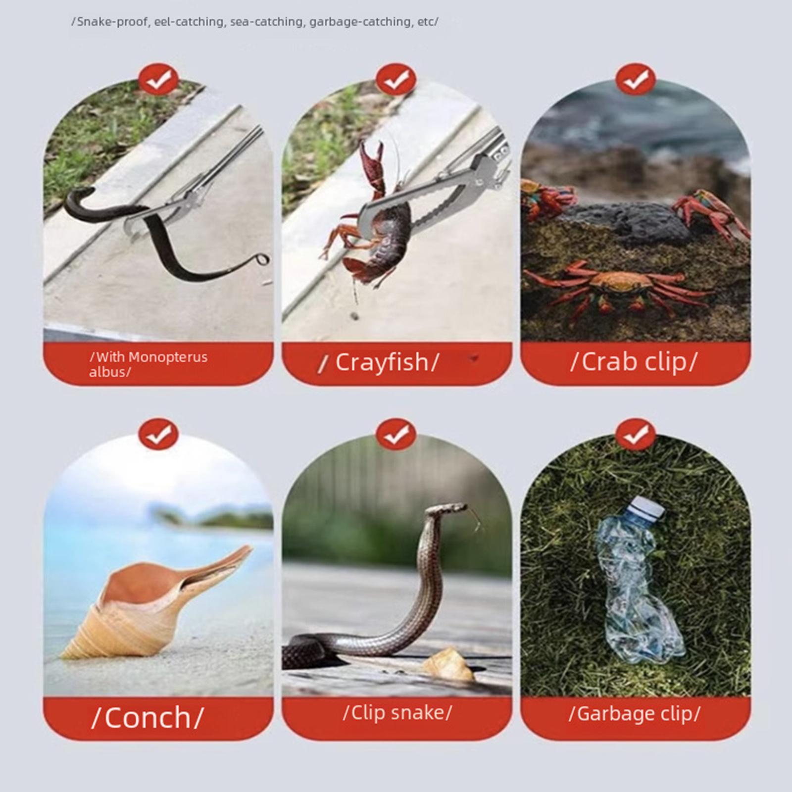 Snake Grabber Portable Non Slip Wide Jaw Outdoor Foldable Beach Trash Picker 1.5m