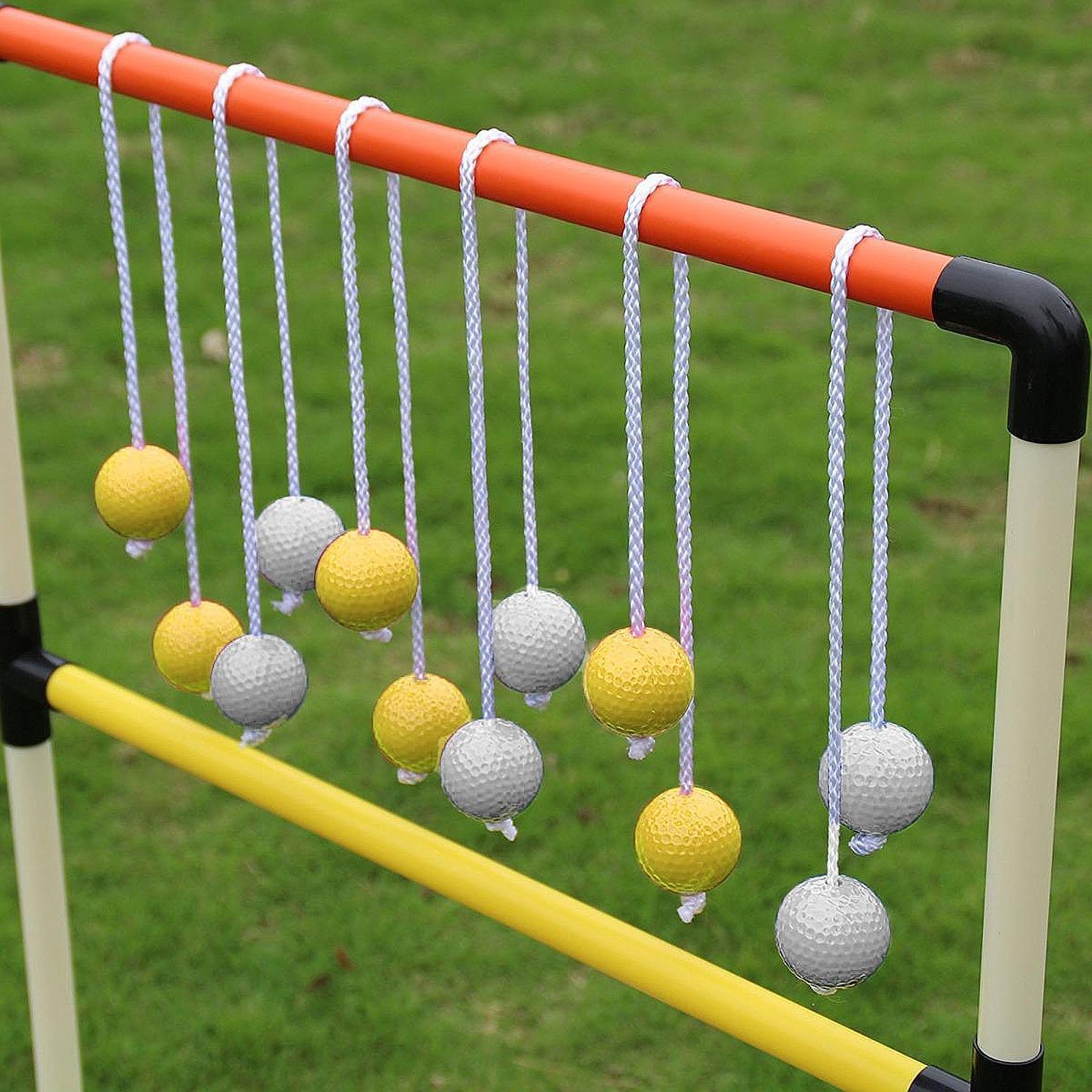 6x Ladder Balls Backyard Game Easy to Use Outdoor Lawn Yard Ladder Toss Game 3 Yellow and 3 White