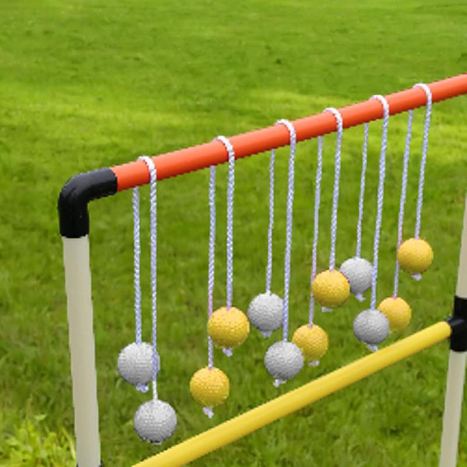 6x Ladder Balls Backyard Game Easy to Use Outdoor Lawn Yard Ladder Toss Game 3 Yellow and 3 White
