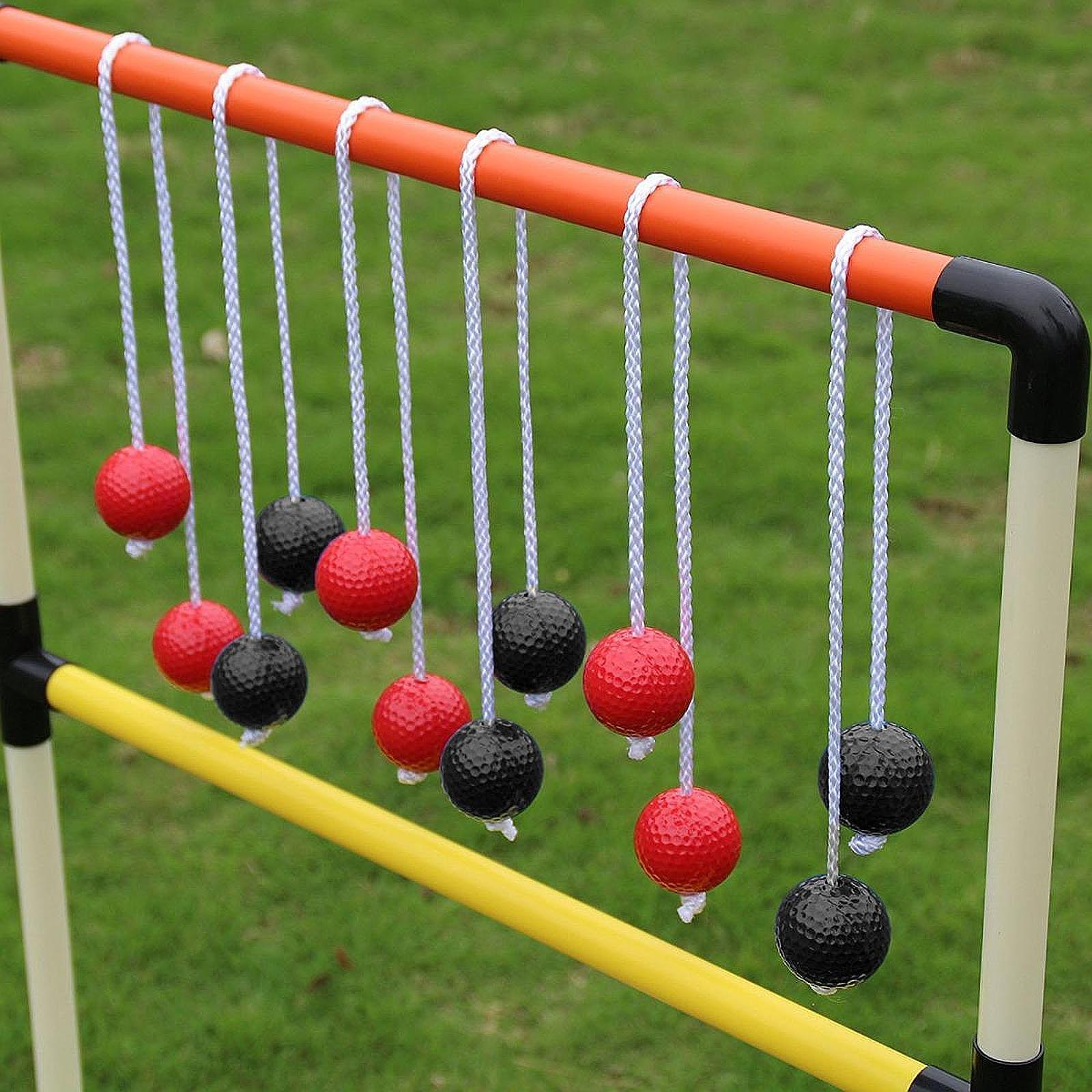 6x Ladder Balls Backyard Game Easy to Use Outdoor Lawn Yard Ladder Toss Game 3 Red and 3 Black