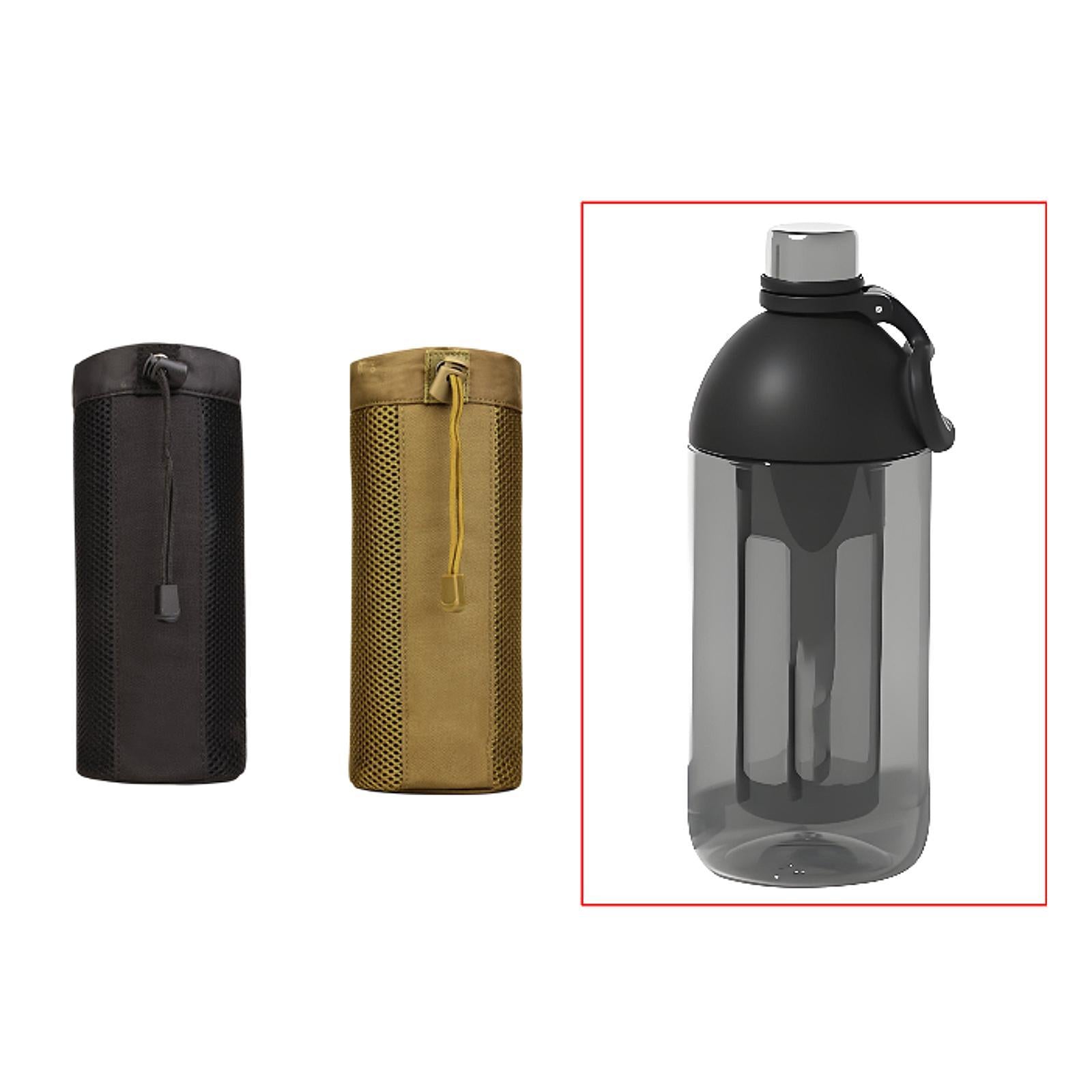 Waist Hanging Water Bottle Bag Nylon Mesh Sleeve for Outdoor Climbing Sturdy Black