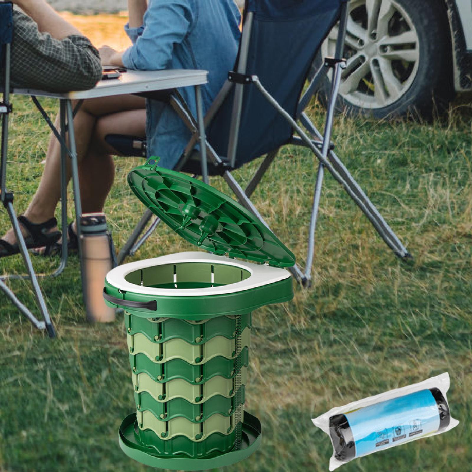 Foldable Toilet Stool Travel Potty Beach Backpacking Portable Camping Toilet Green
