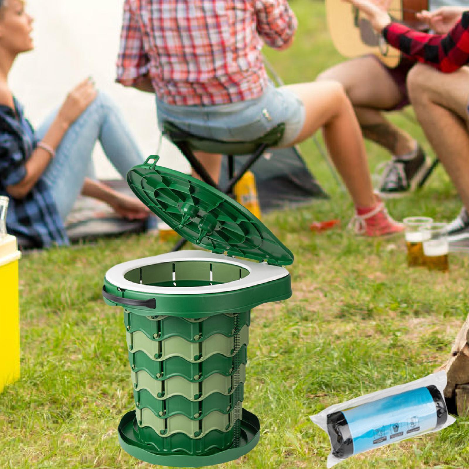 Foldable Toilet Stool Travel Potty Beach Backpacking Portable Camping Toilet Green