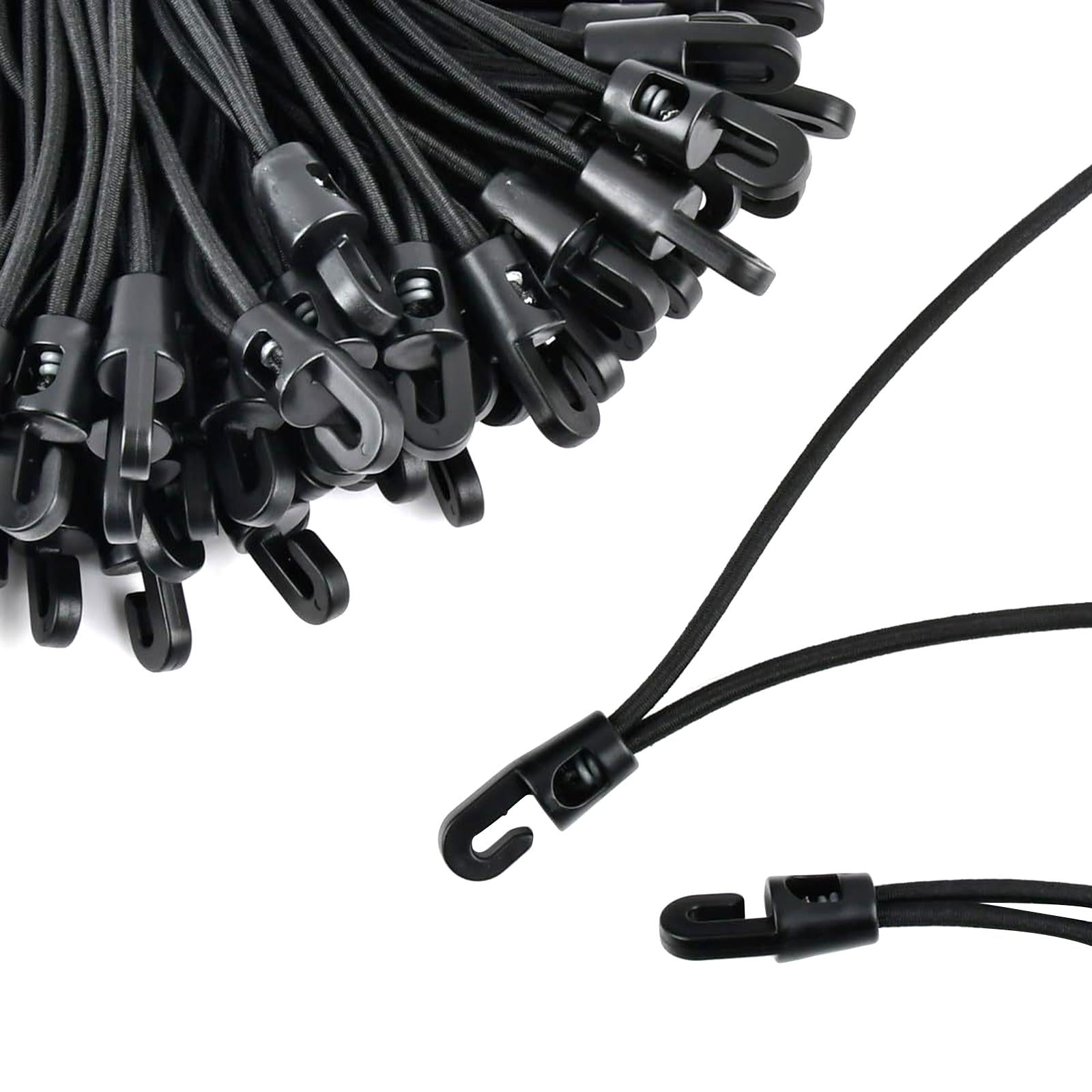 20Pcs Hook Bungee Cords Multipurpose 25cm Length for Luggage Roof Tents Bike Black