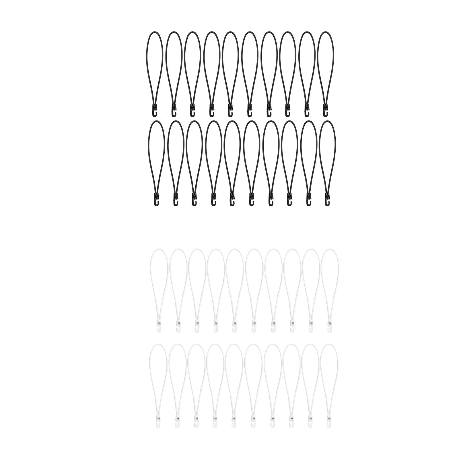 20Pcs Hook Bungee Cords Multipurpose 25cm Length for Luggage Roof Tents Bike Black