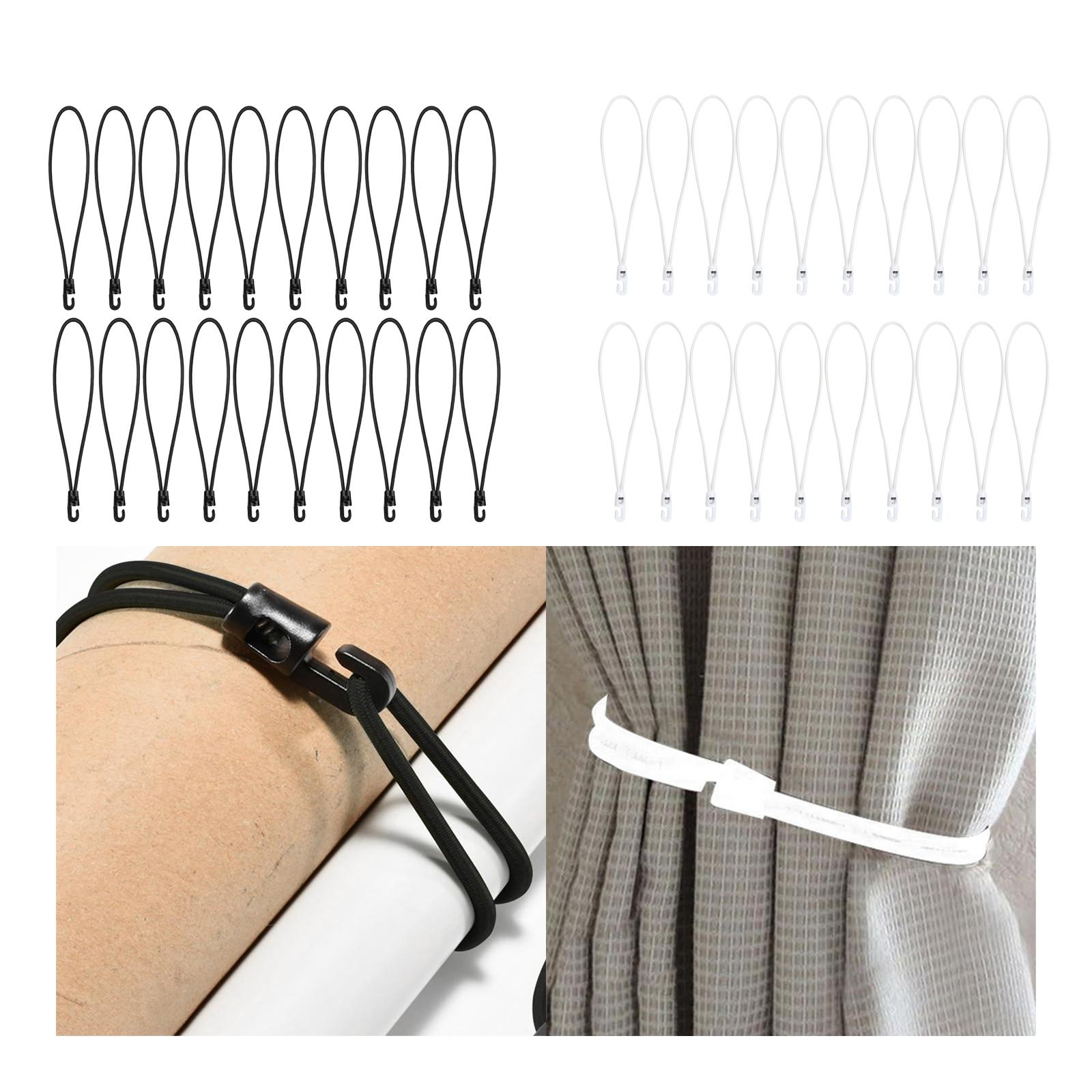 20Pcs Hook Bungee Cords Multipurpose 25cm Length for Luggage Roof Tents Bike Black