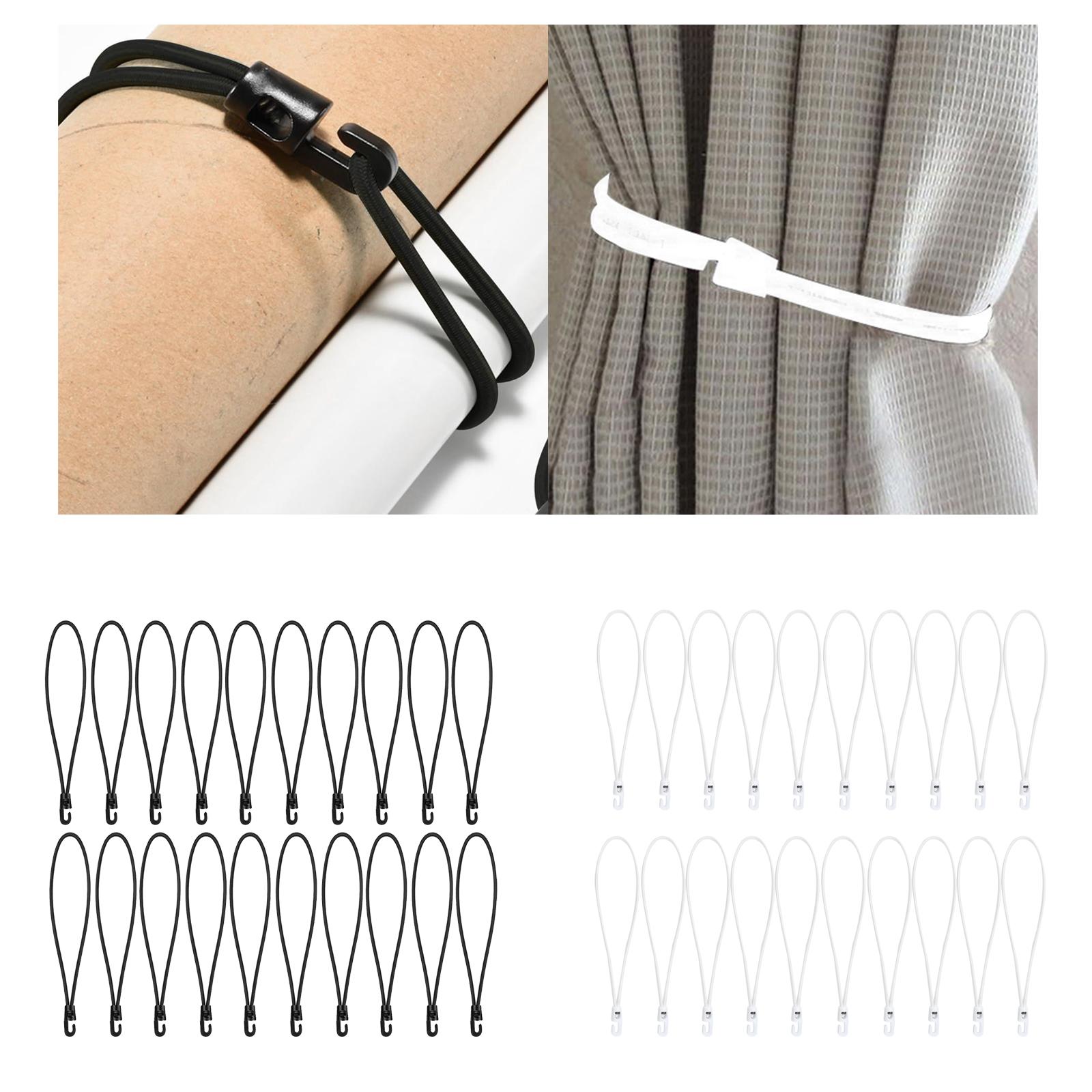 20Pcs Hook Bungee Cords Multipurpose 25cm Length for Luggage Roof Tents Bike Black