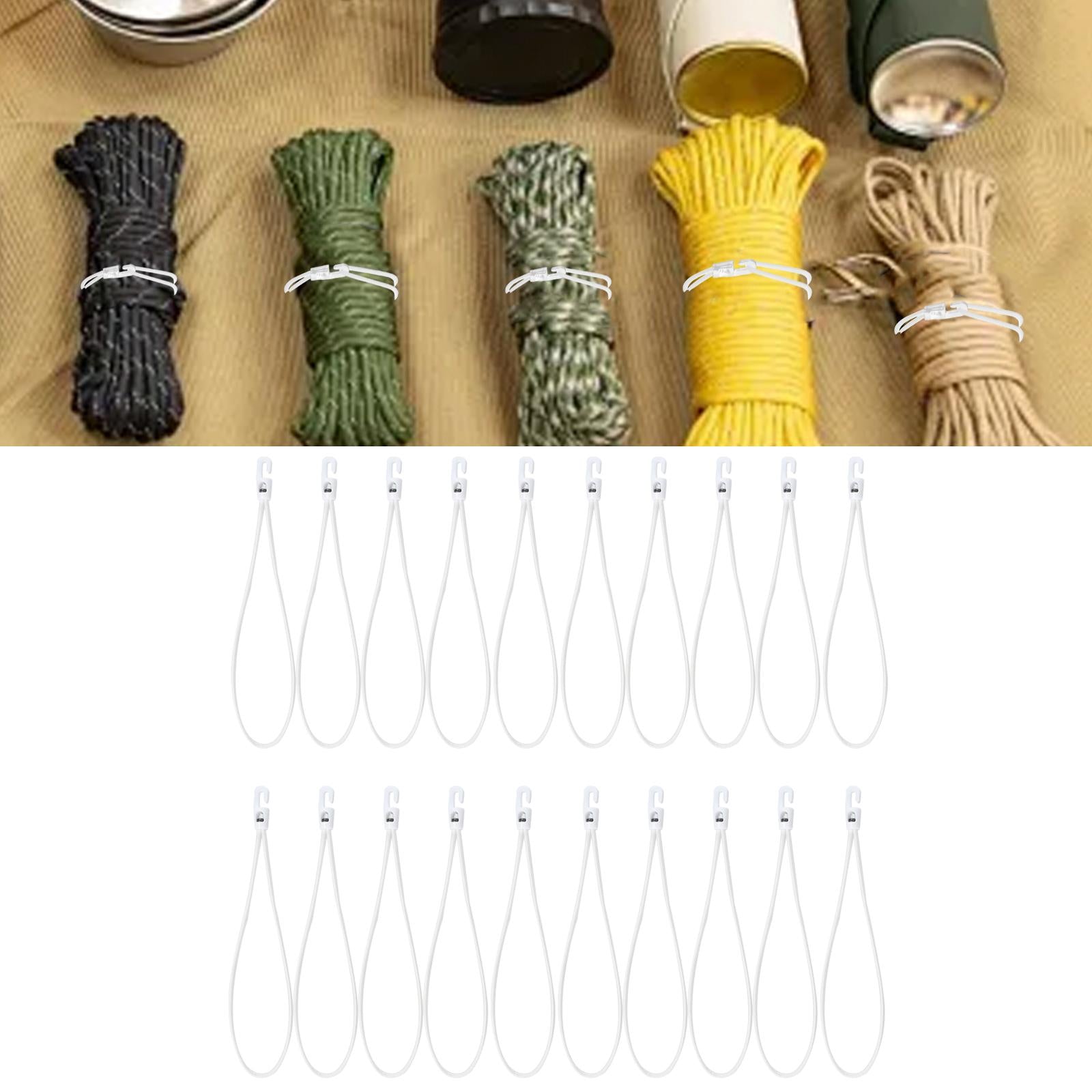 20Pcs Hook Bungee Cords Multipurpose 25cm Length for Luggage Roof Tents Bike White