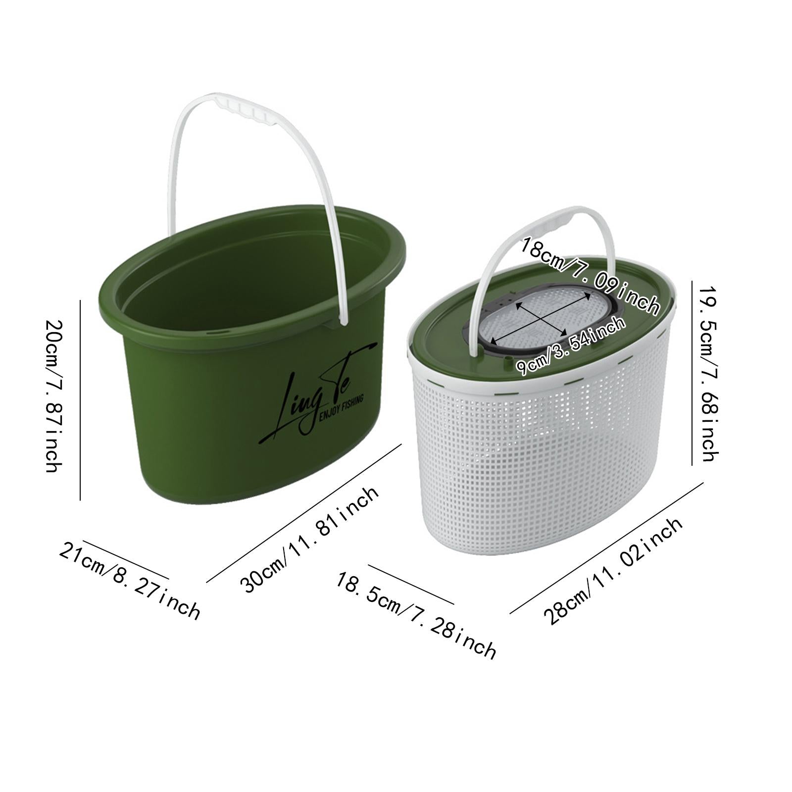 Fishing Bucket Breathable Portable Convenient Multifunctional Storage Barrel 8L Green