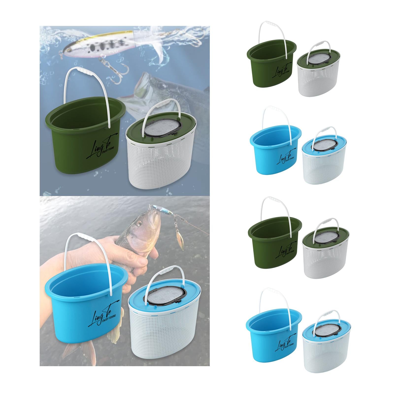 Fishing Bucket Breathable Portable Convenient Multifunctional Storage Barrel 8L Green