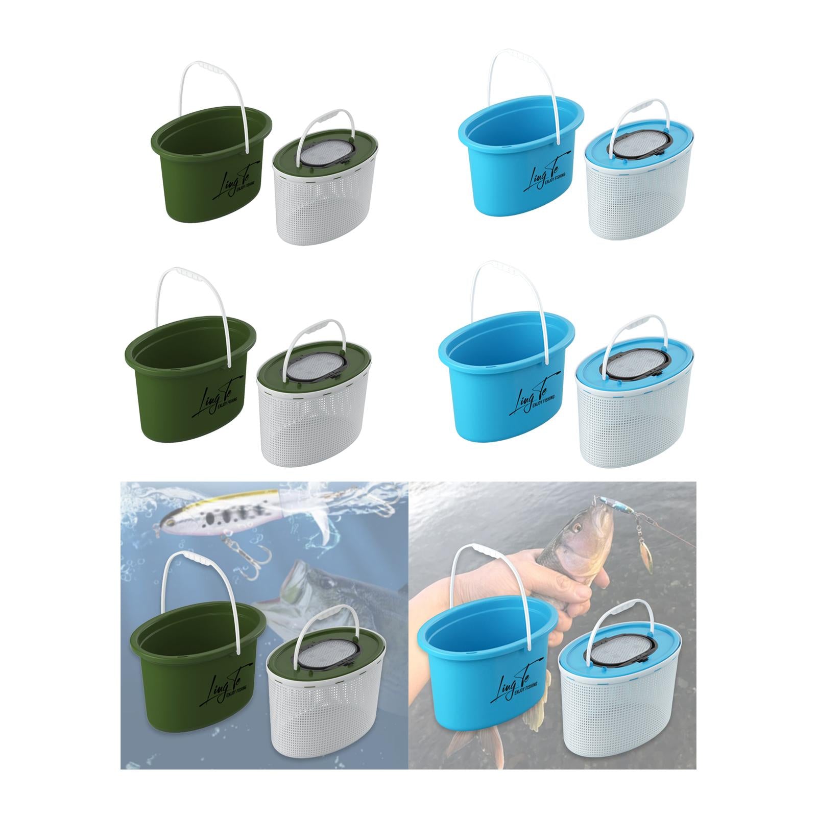 Fishing Bucket Breathable Portable Convenient Multifunctional Storage Barrel 8L Green