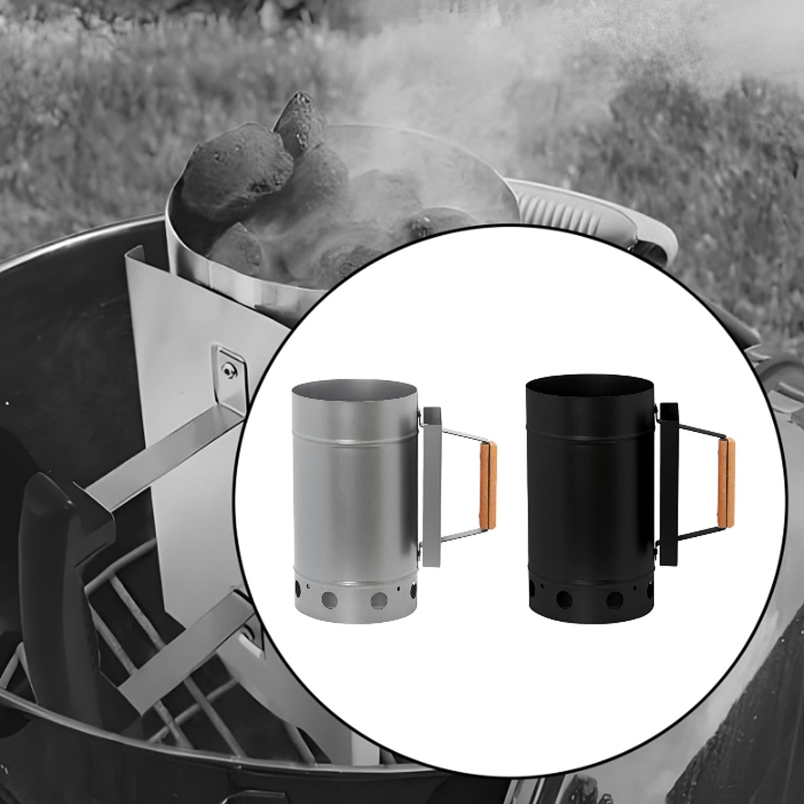 BBQ Chimney Starter for Charcoal Grill and Barbecues for Outdoor BBQ Cooking Argent