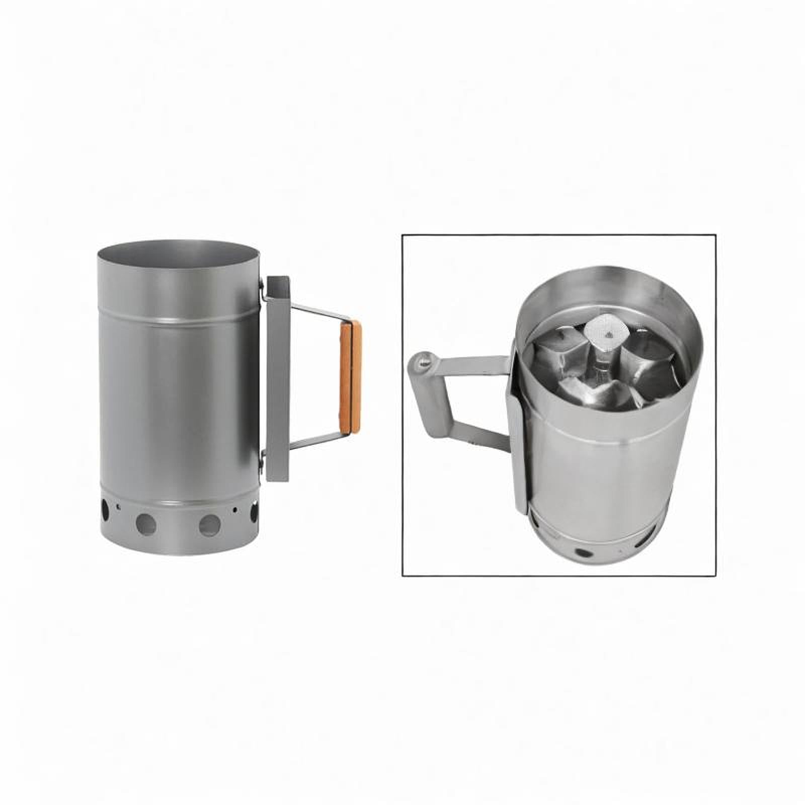 BBQ Chimney Starter for Charcoal Grill and Barbecues for Outdoor BBQ Cooking Argent