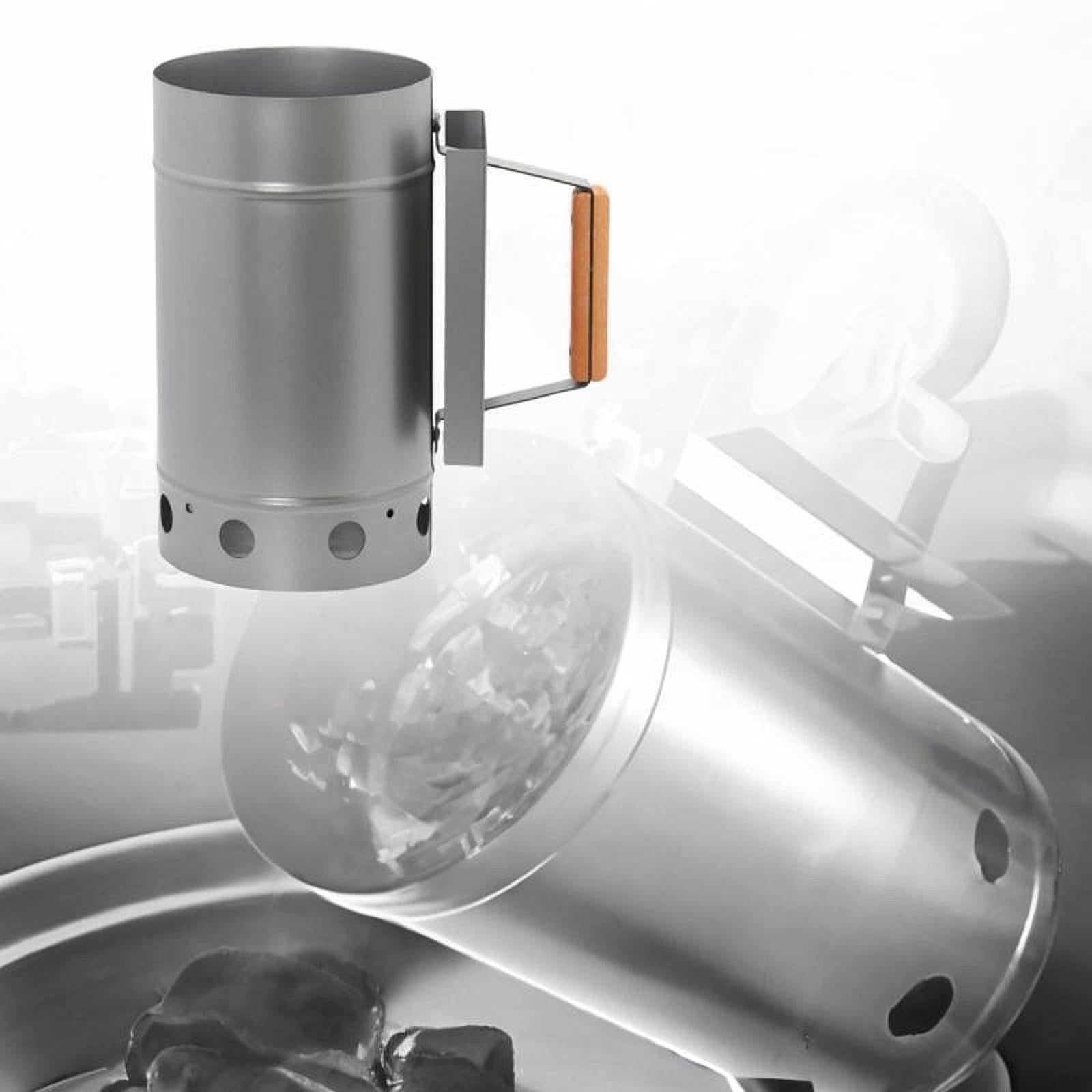 BBQ Chimney Starter for Charcoal Grill and Barbecues for Outdoor BBQ Cooking Argent