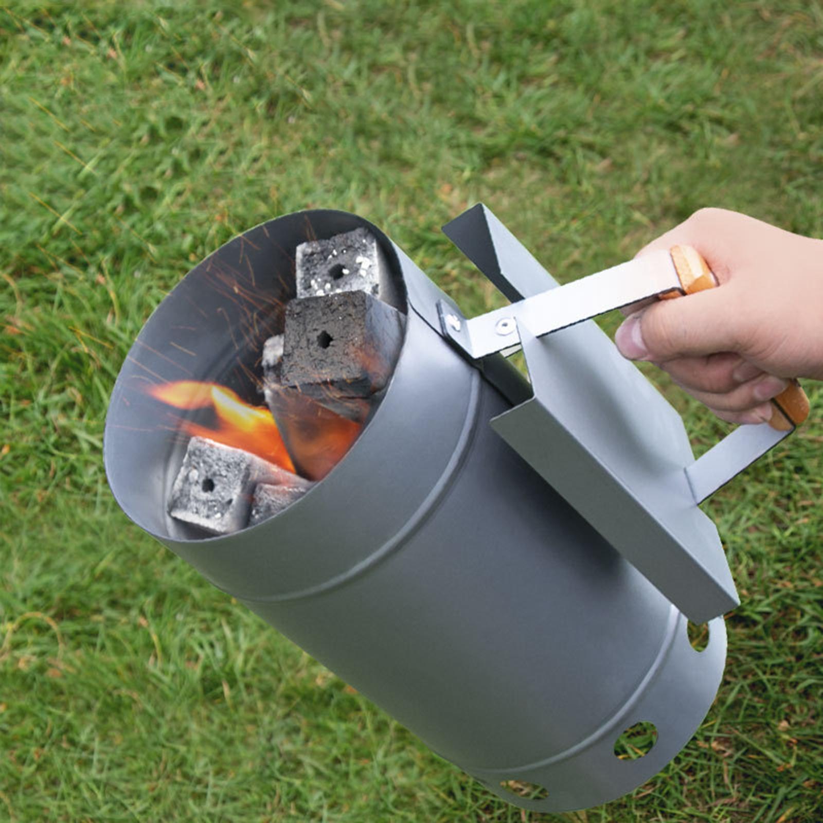 BBQ Chimney Starter for Charcoal Grill and Barbecues for Outdoor BBQ Cooking Argent
