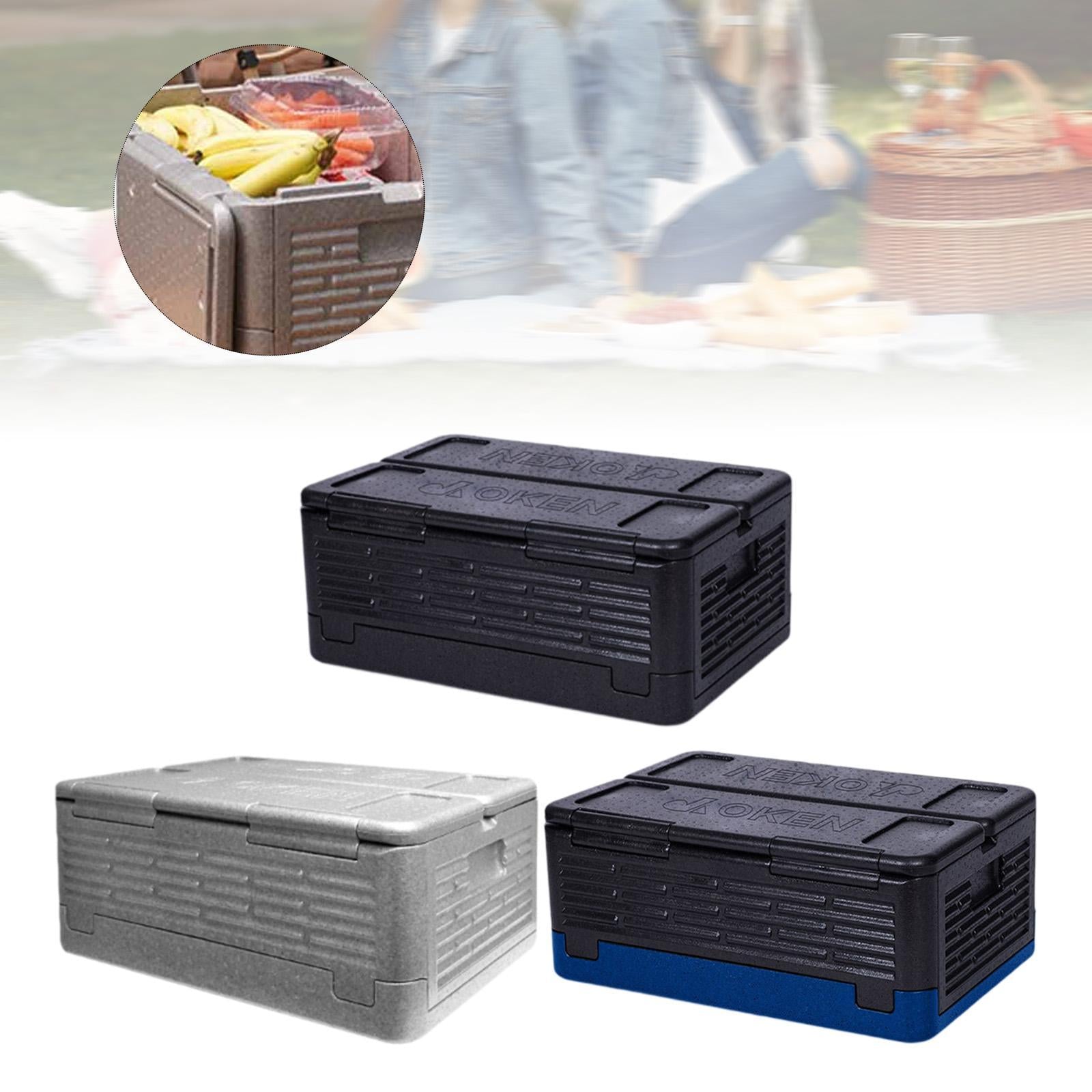 Insulated Food Pan Carrier Foldable Storage EPP for Camping Boating Barbecue Black