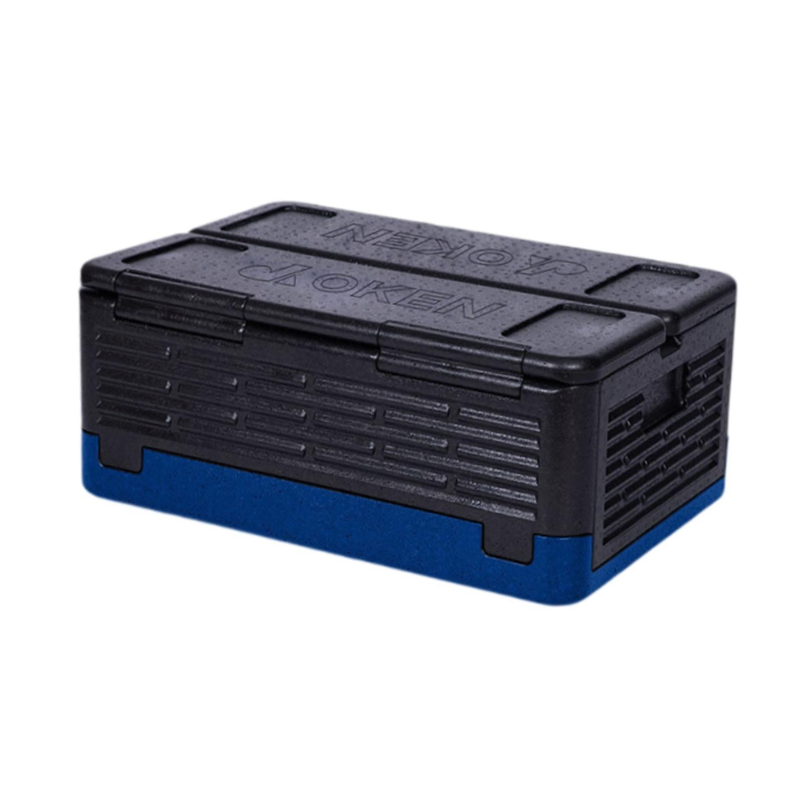 Insulated Food Pan Carrier Foldable Storage EPP for Camping Boating Barbecue Black Blue