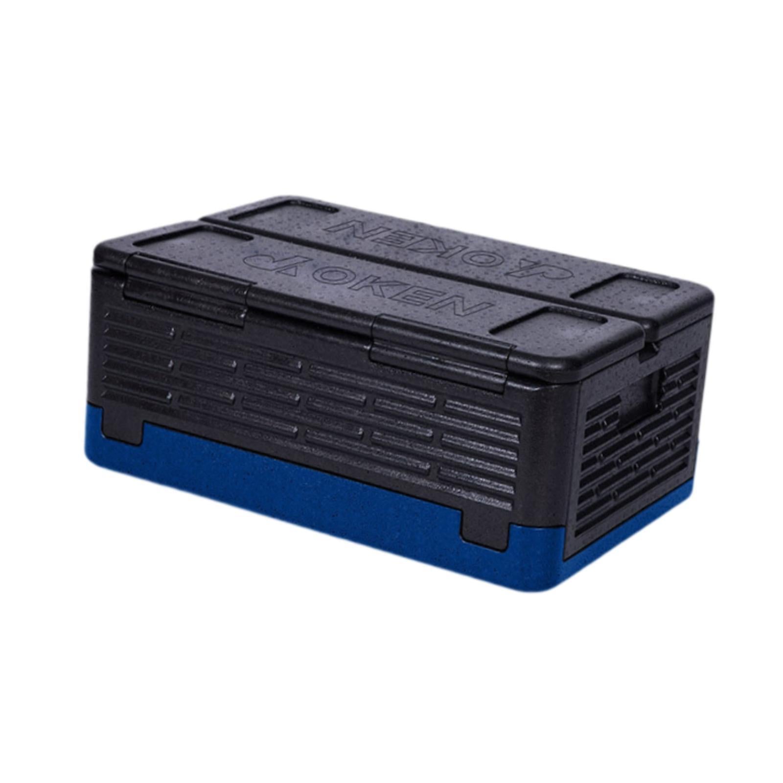 Insulated Food Pan Carrier Foldable Storage EPP for Camping Boating Barbecue Black Blue