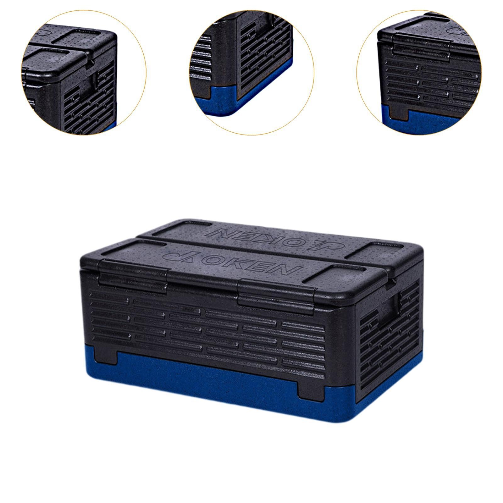 Insulated Food Pan Carrier Foldable Storage EPP for Camping Boating Barbecue Black Blue