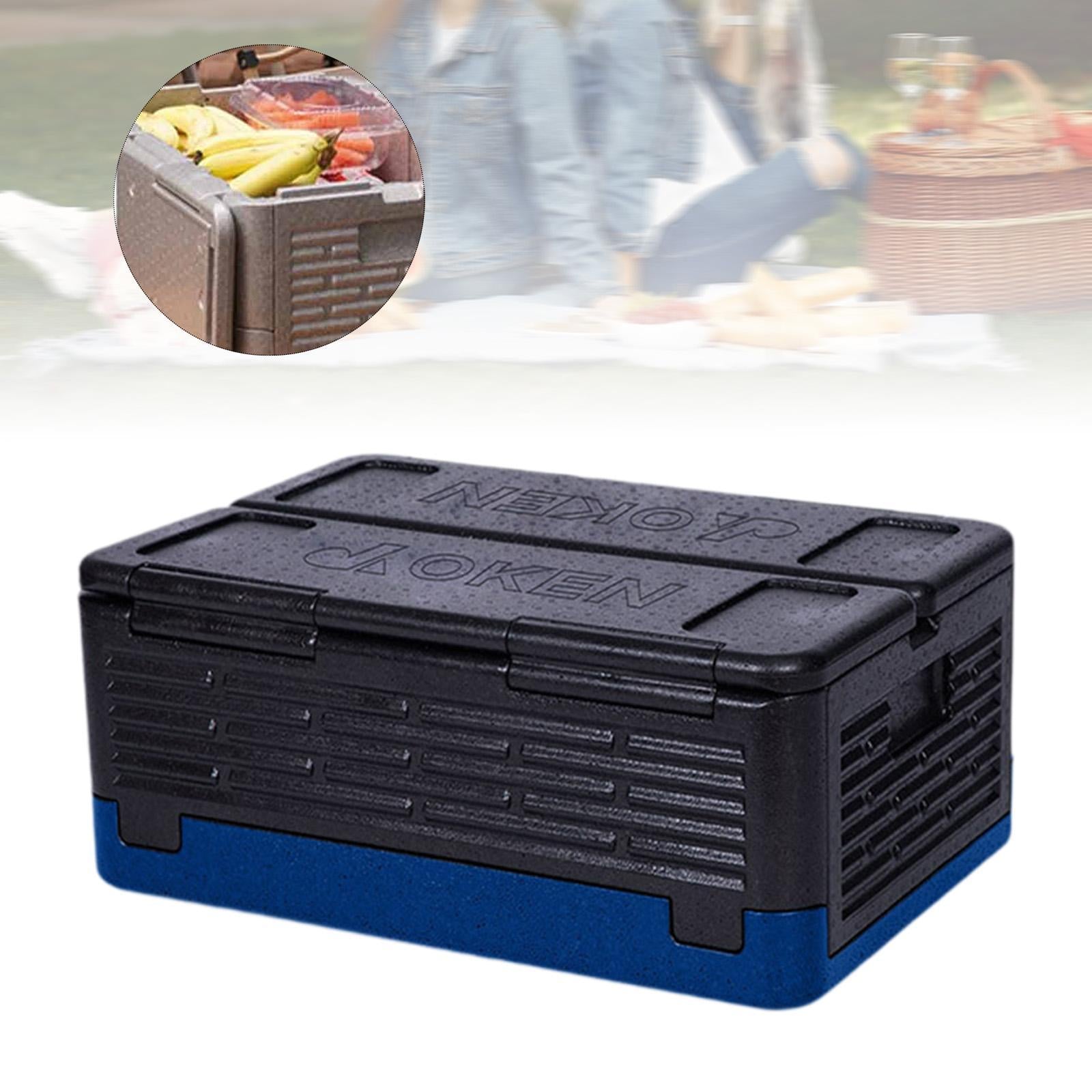 Insulated Food Pan Carrier Foldable Storage EPP for Camping Boating Barbecue Black Blue