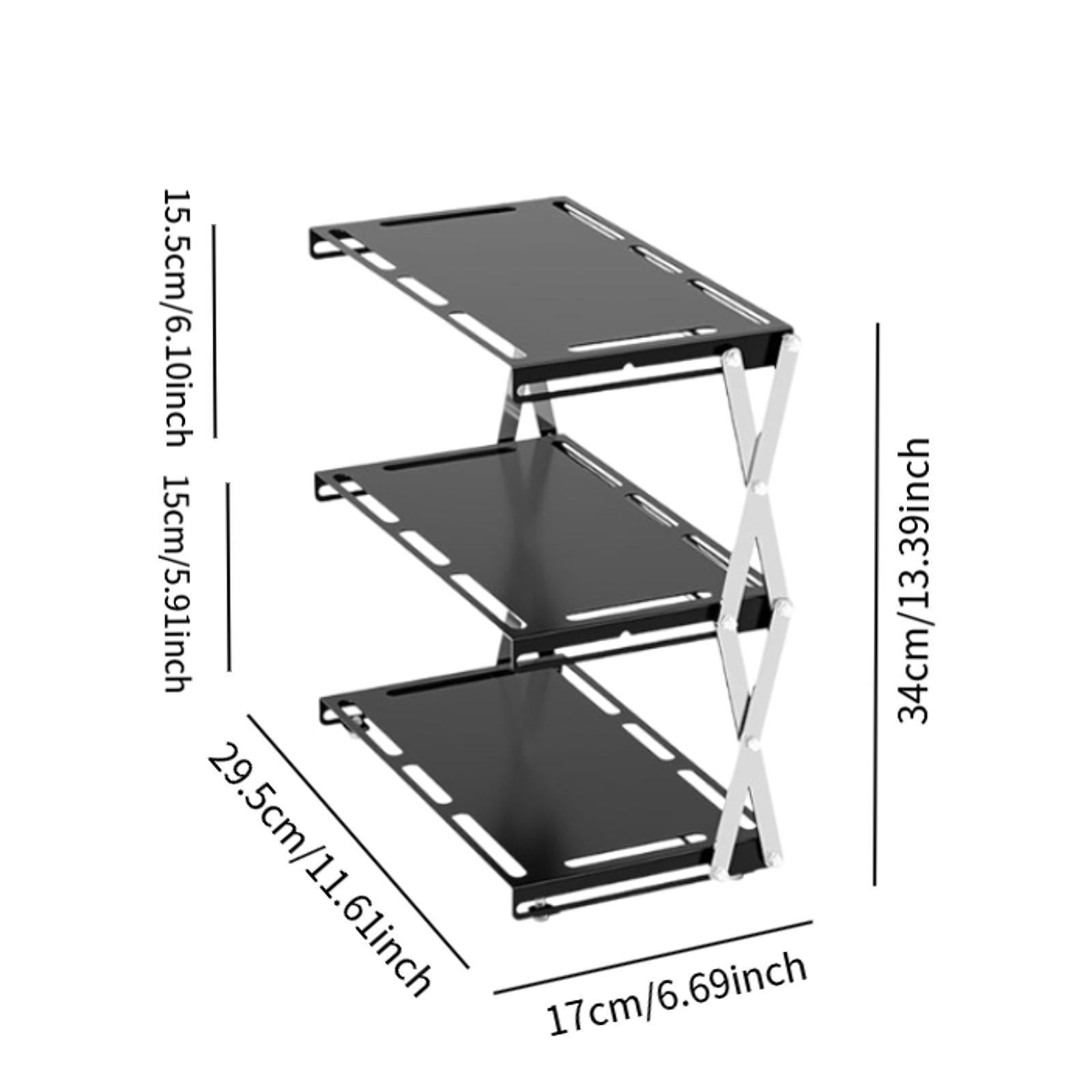 Camping Folding Storage Rack Desktop Stable Outside for Fishing Hiking Beach Three Layers