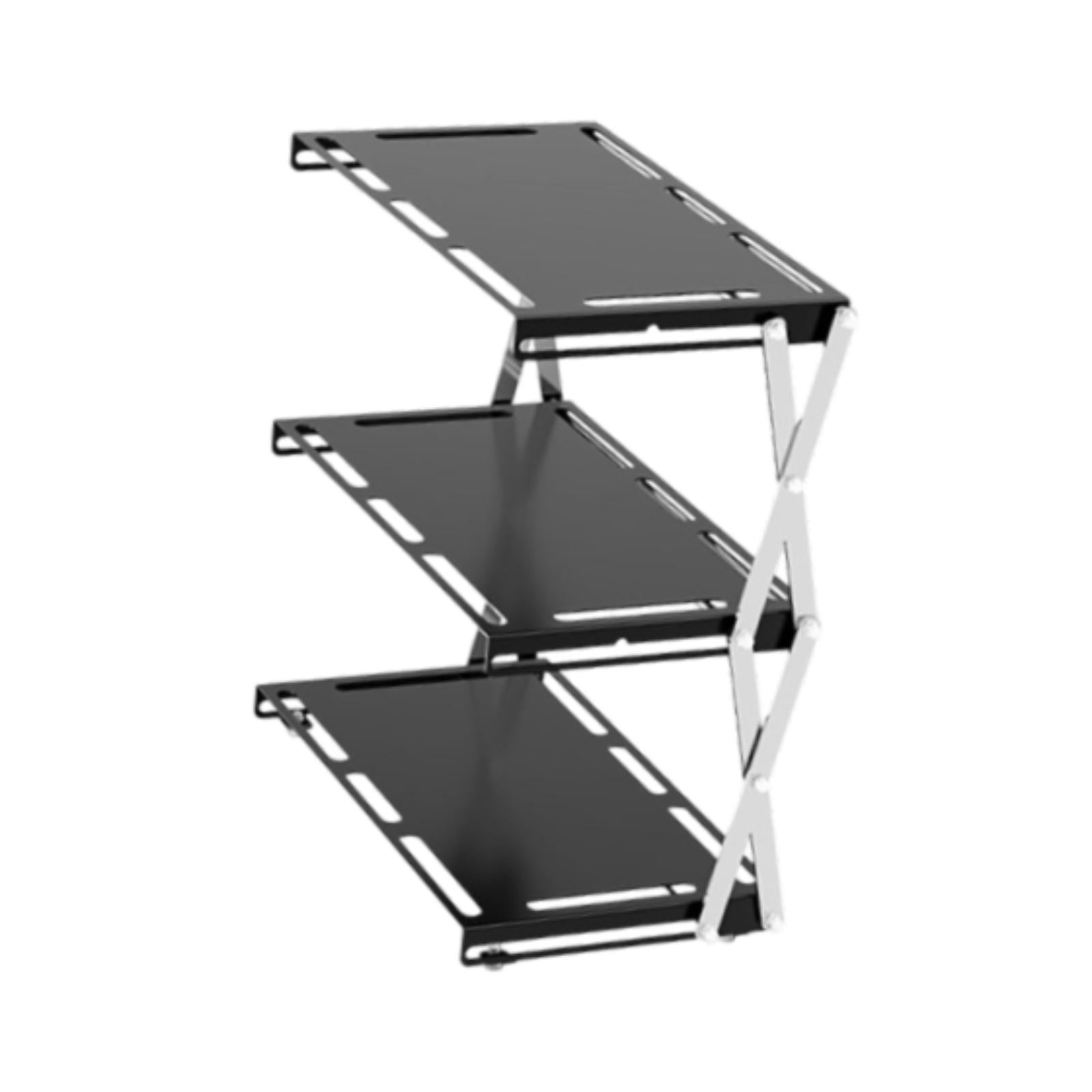 Camping Folding Storage Rack Desktop Stable Outside for Fishing Hiking Beach Three Layers