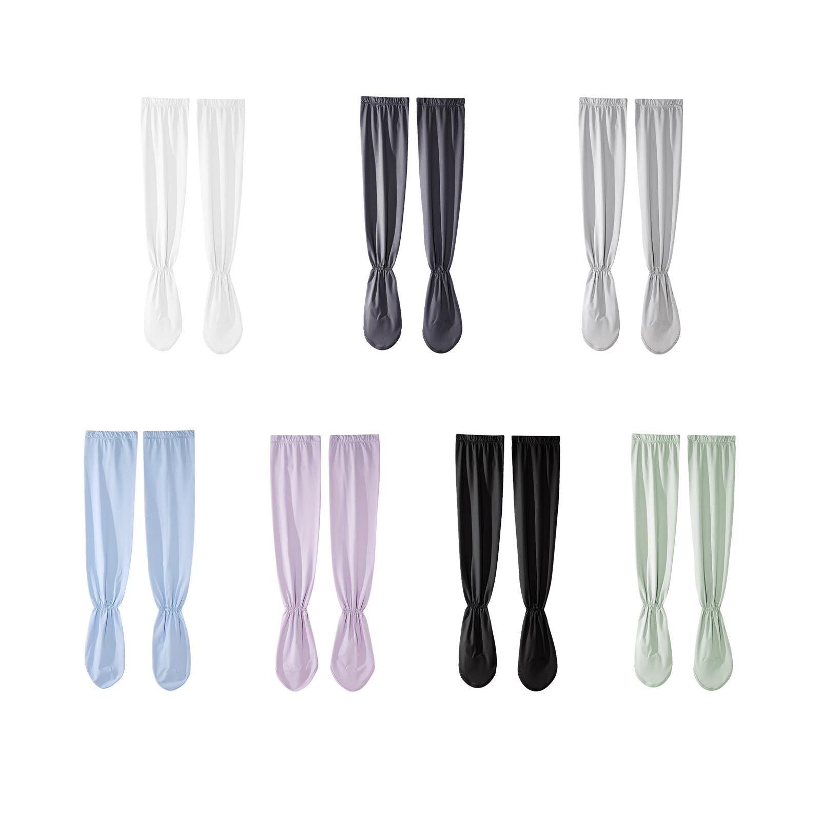 Adjustable Arm Sleeves with Gloves Driving Sun Sleeves for Garden Lawn Women White