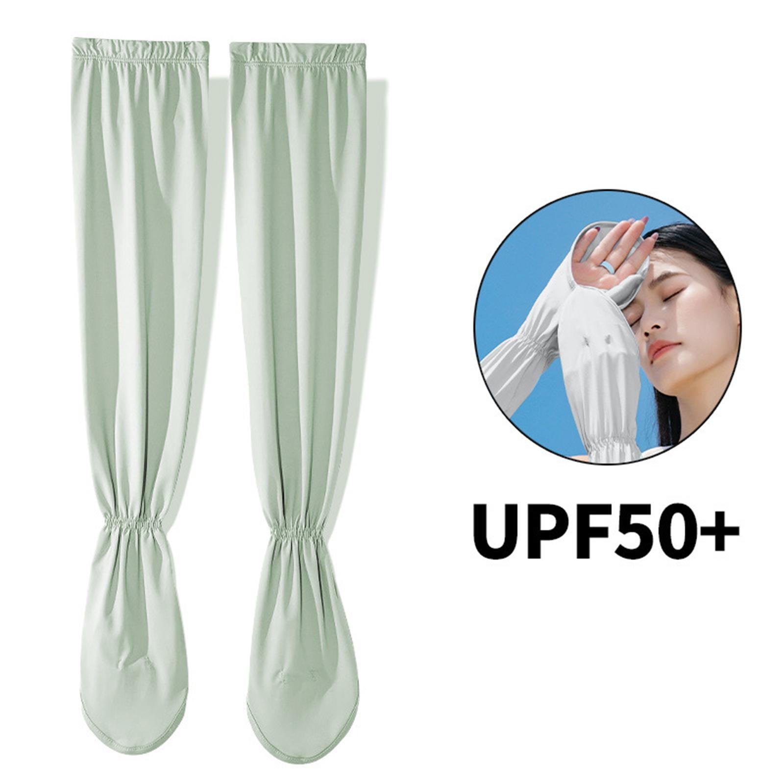 Adjustable Arm Sleeves with Gloves Driving Sun Sleeves for Garden Lawn Women Green