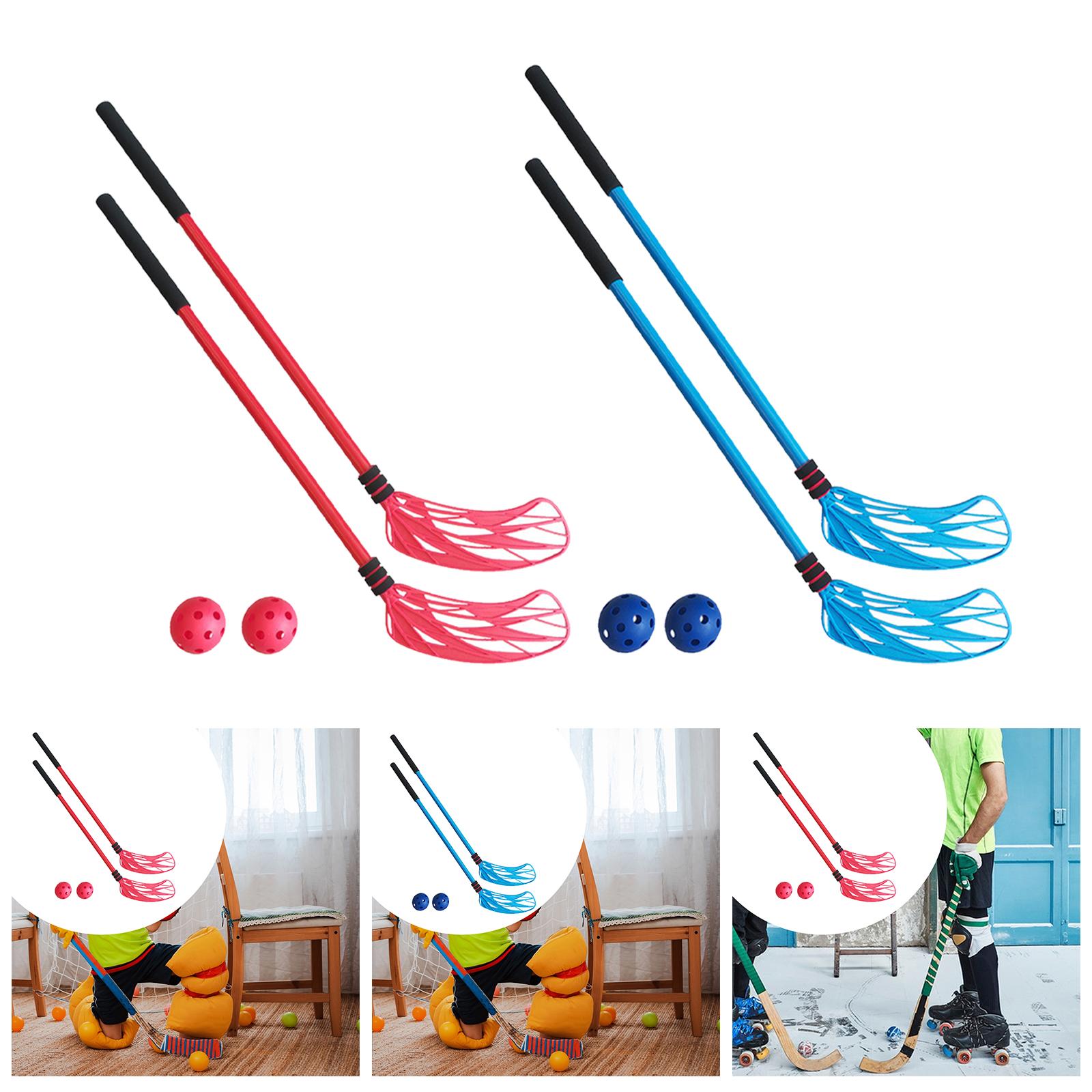 2 Pieces Floor Hockey Sticks Indoor Sports for Children Youth Boys Girls Red
