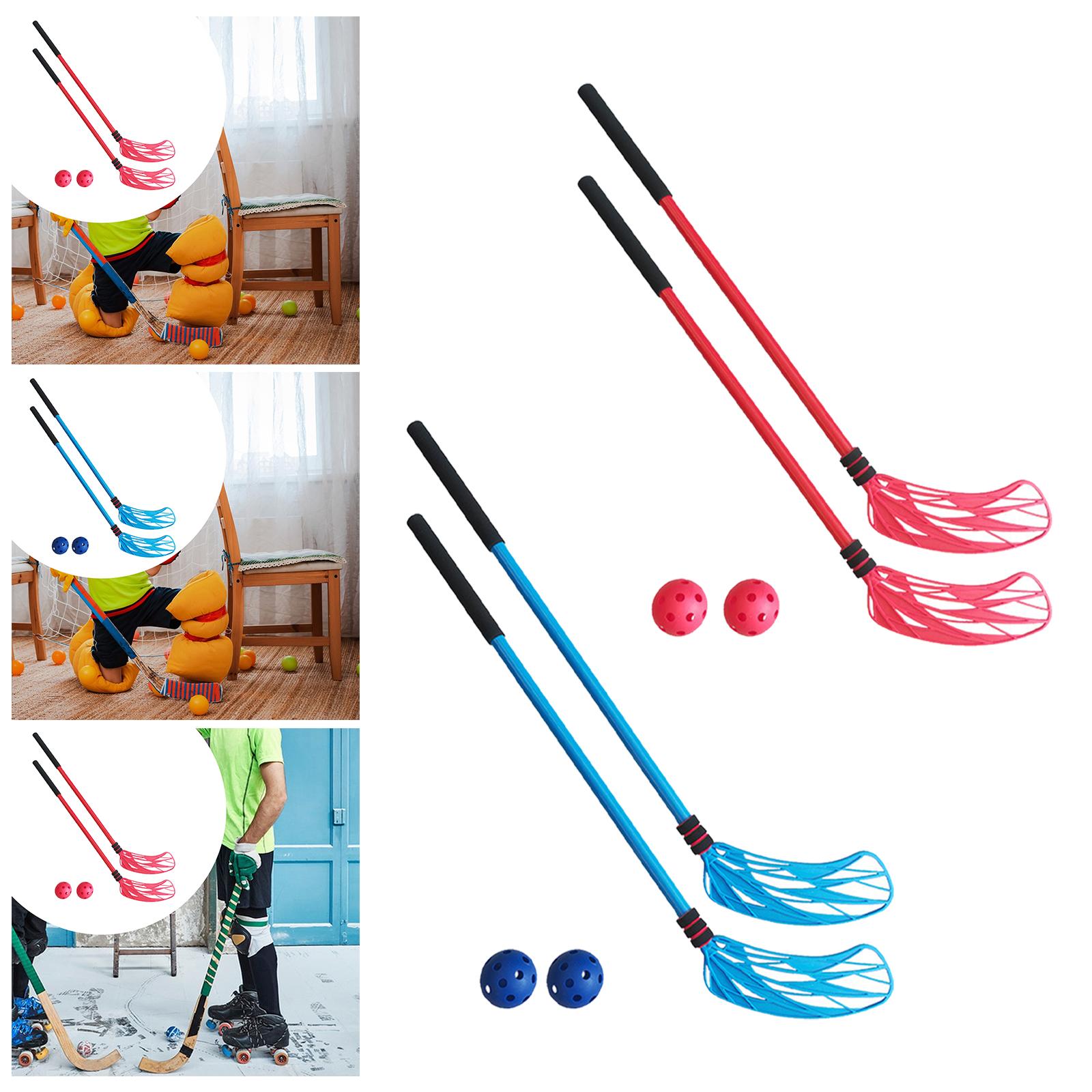2 Pieces Floor Hockey Sticks Indoor Sports for Children Youth Boys Girls Red