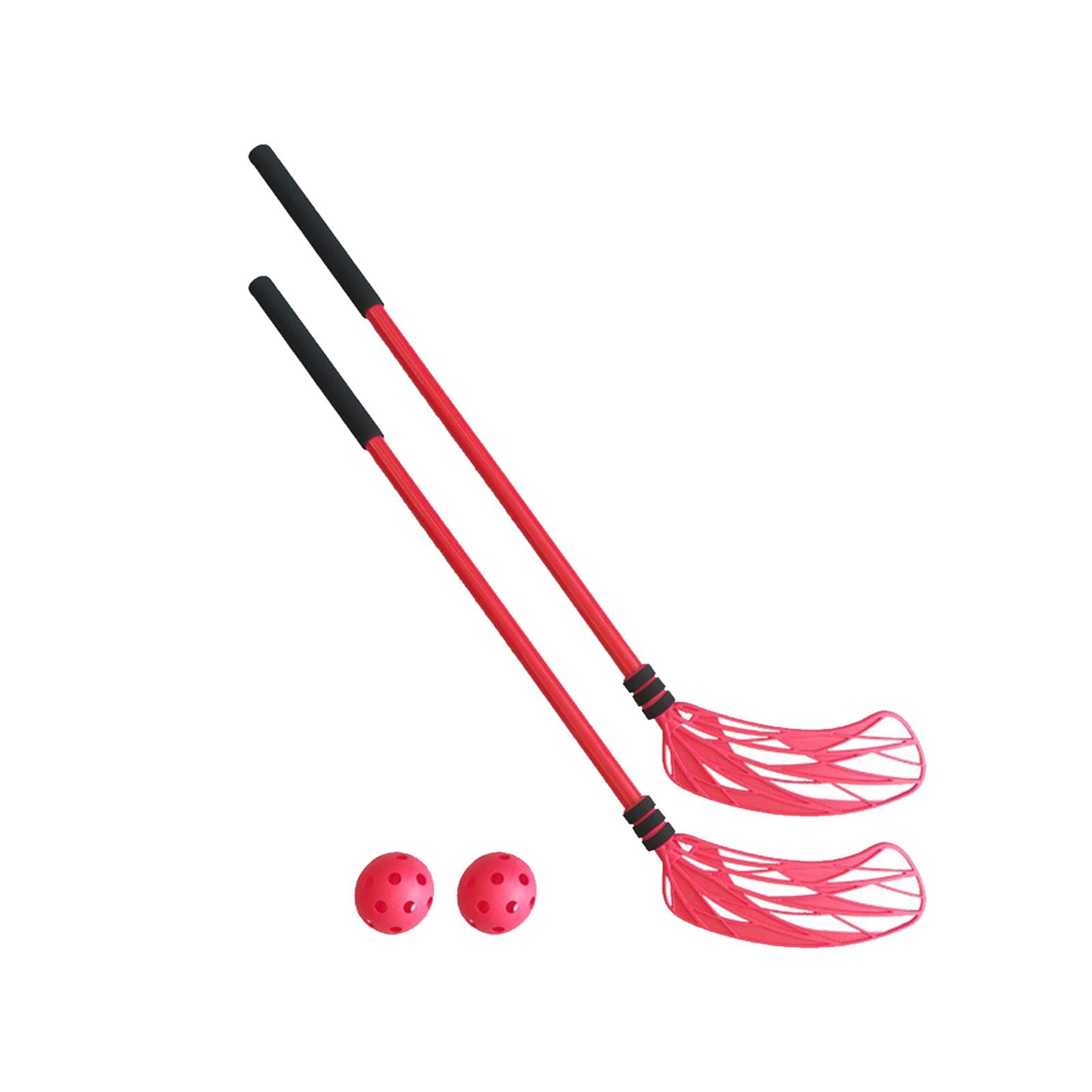2 Pieces Floor Hockey Sticks Indoor Sports for Children Youth Boys Girls Red