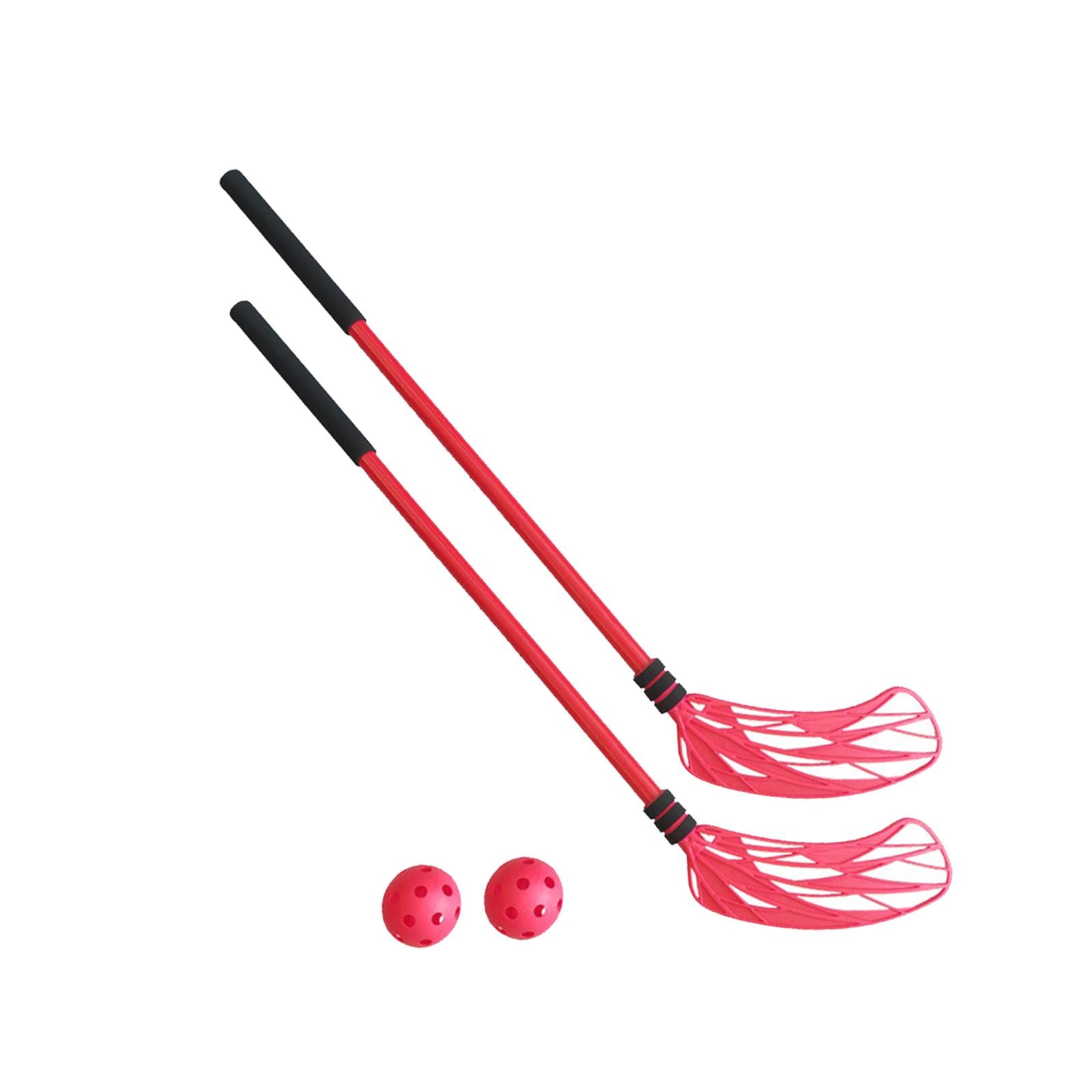 2 Pieces Floor Hockey Sticks Indoor Sports for Children Youth Boys Girls Red