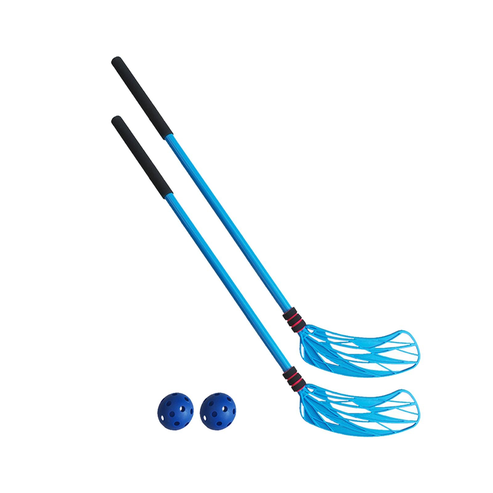 2 Pieces Floor Hockey Sticks Indoor Sports for Children Youth Boys Girls Blue