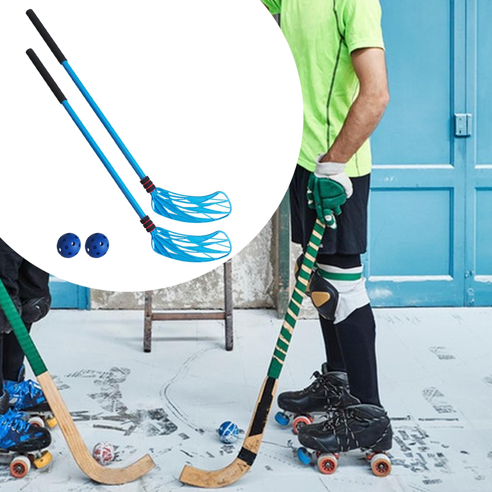 2 Pieces Floor Hockey Sticks Indoor Sports for Children Youth Boys Girls Blue