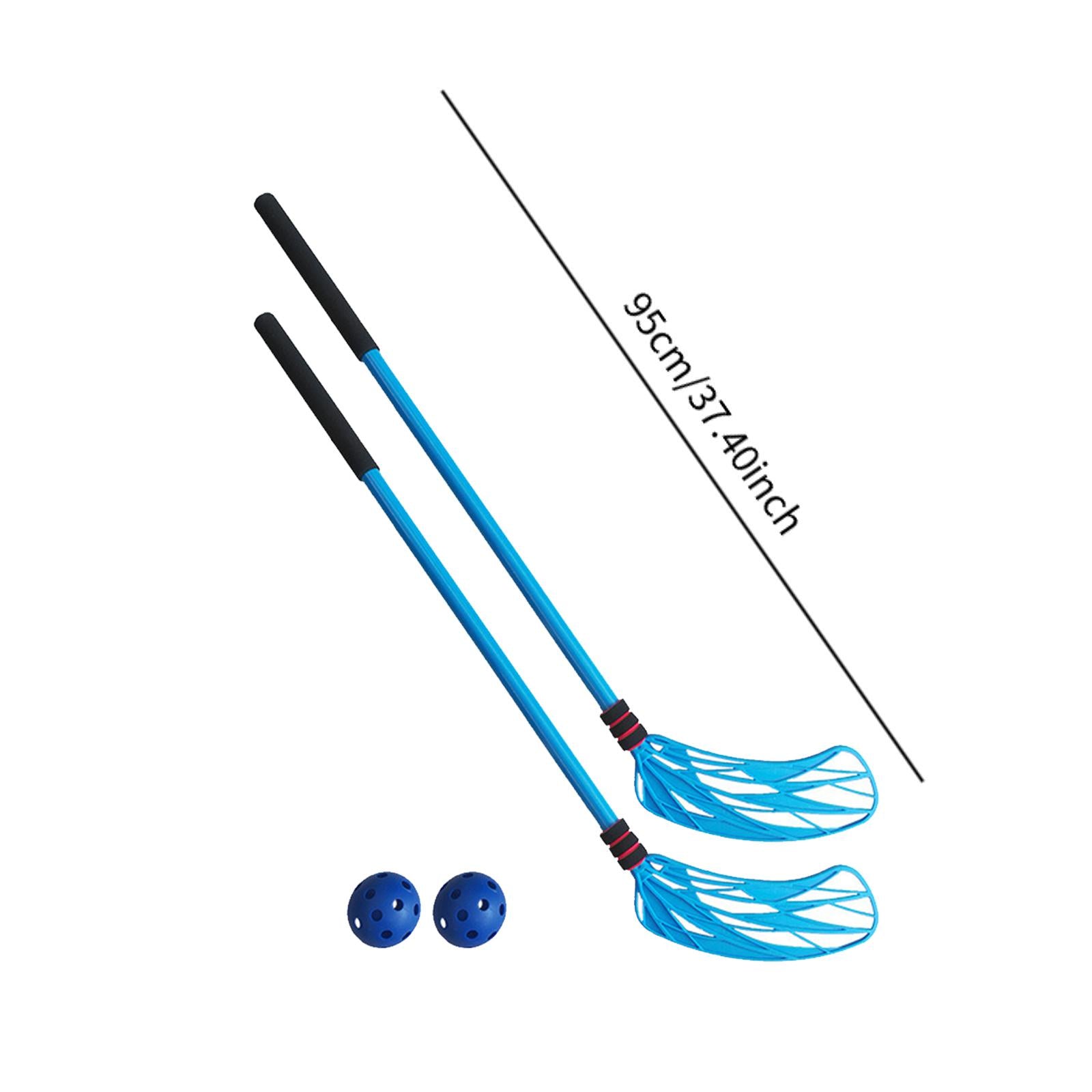 2 Pieces Floor Hockey Sticks Indoor Sports for Children Youth Boys Girls Blue