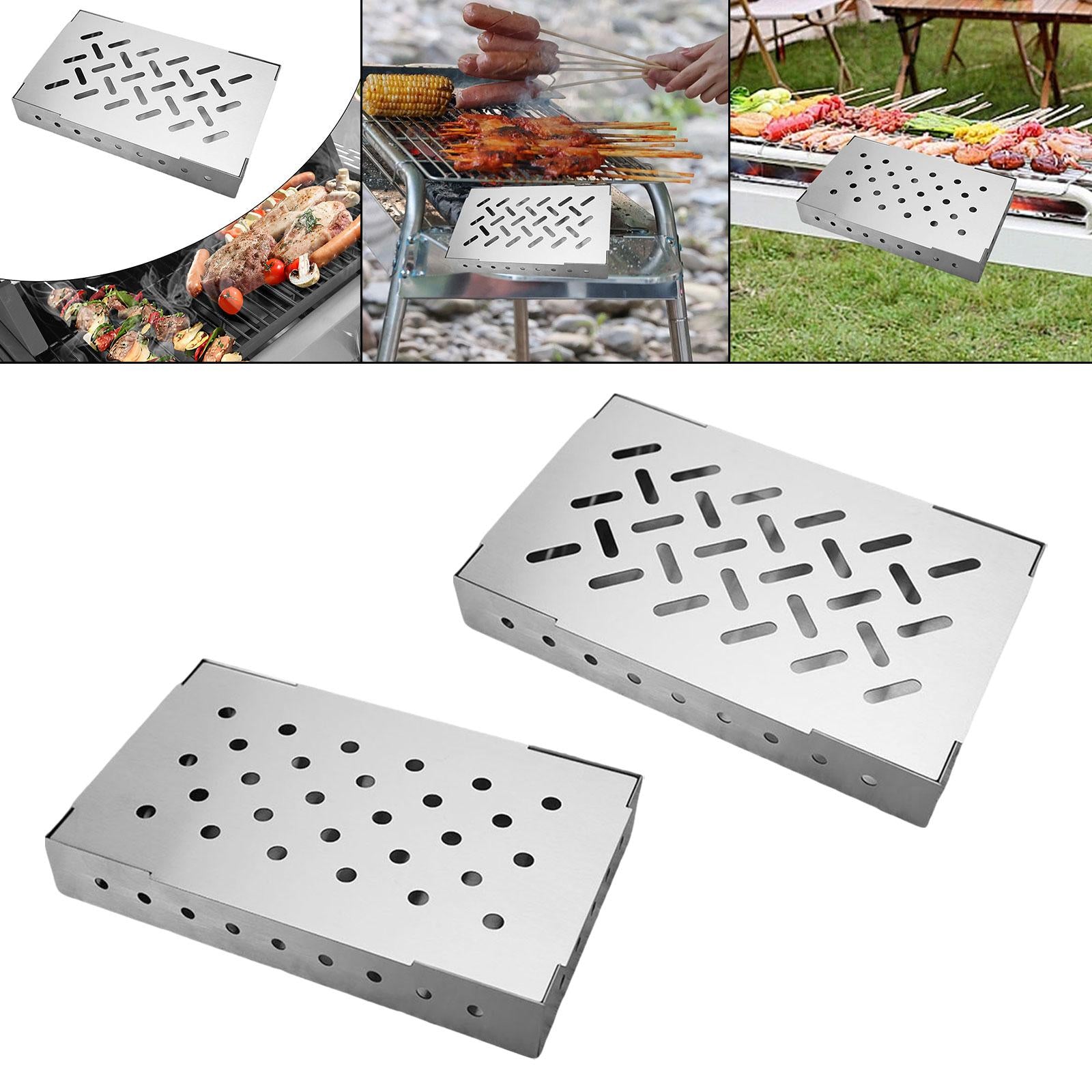 Grill Smoker Box with Lid for Outdoor Barbecue Outdoor & Gas Style A