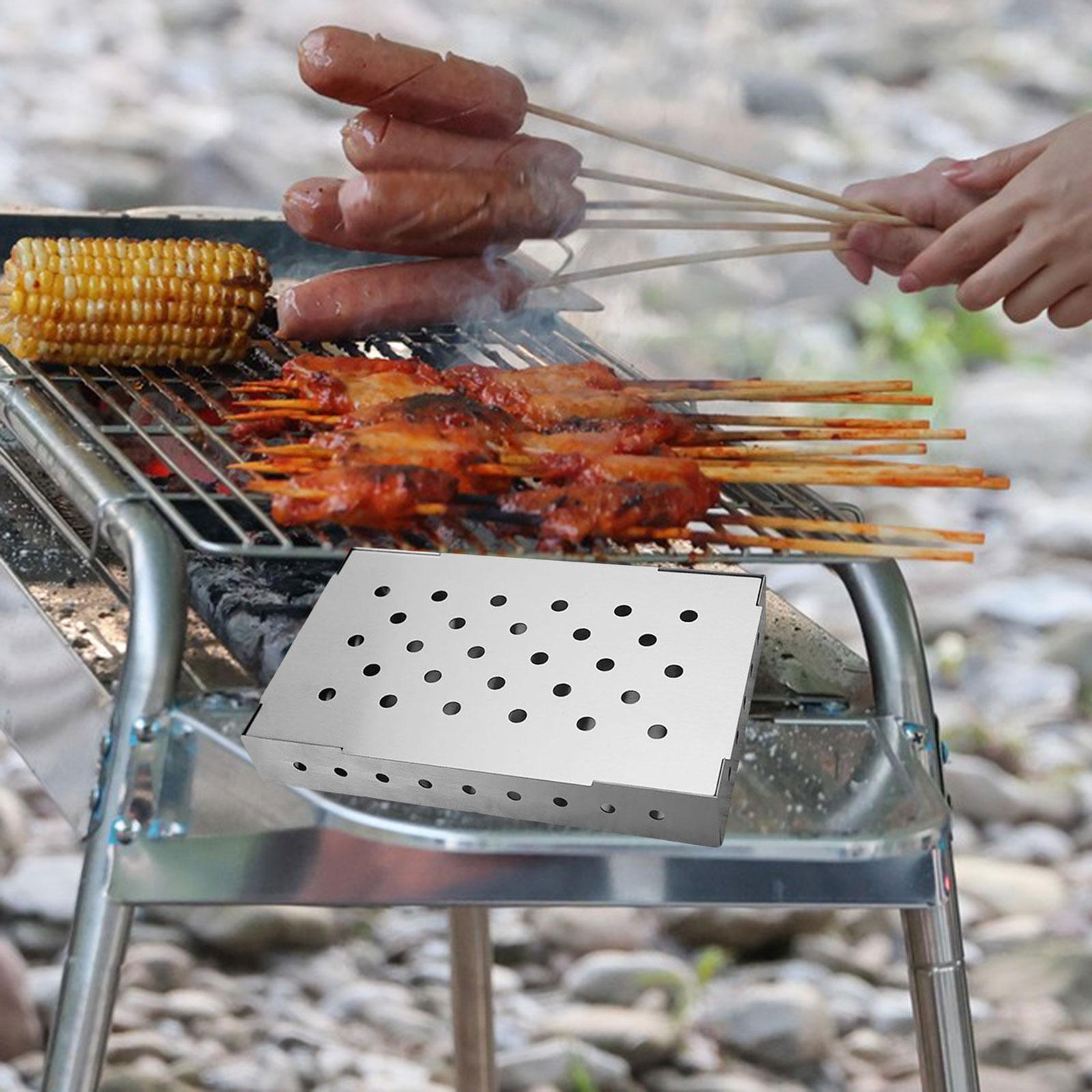 Grill Smoker Box with Lid for Outdoor Barbecue Outdoor & Gas Style B