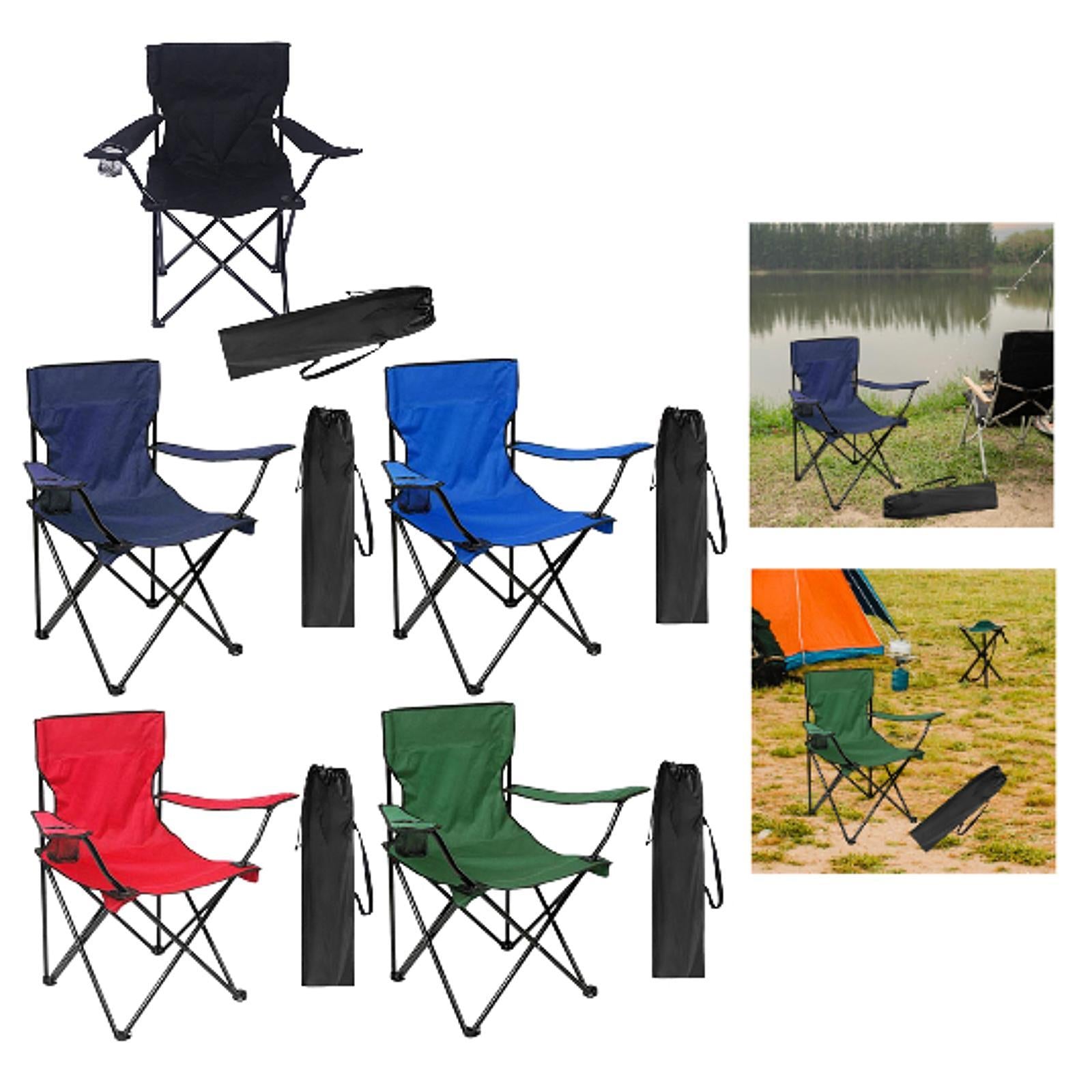 Outdoor Folding Camping Chair Stool Portable Chair for Barbecue Fishing Yard Black