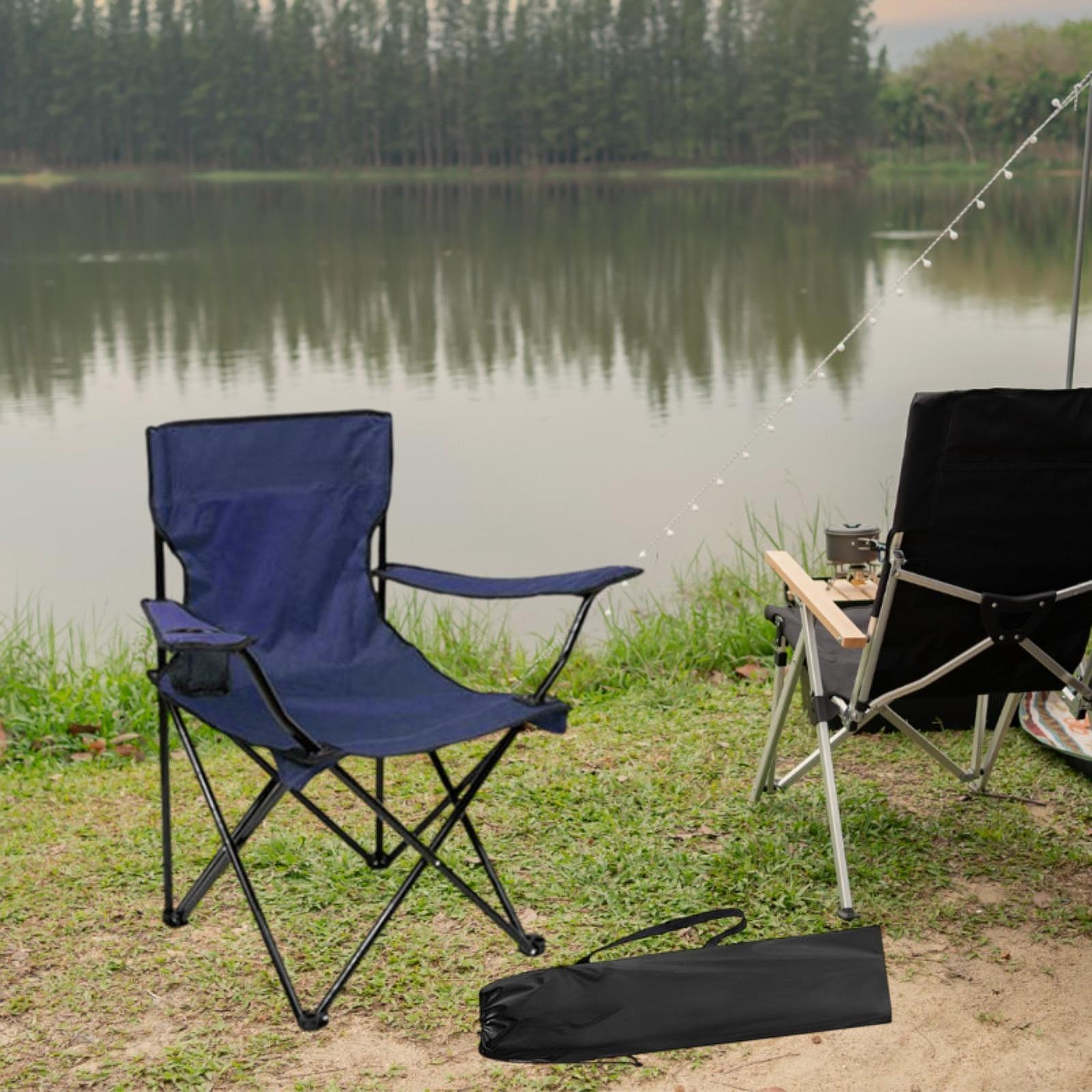 Outdoor Folding Camping Chair Stool Portable Chair for Barbecue Fishing Yard Navy