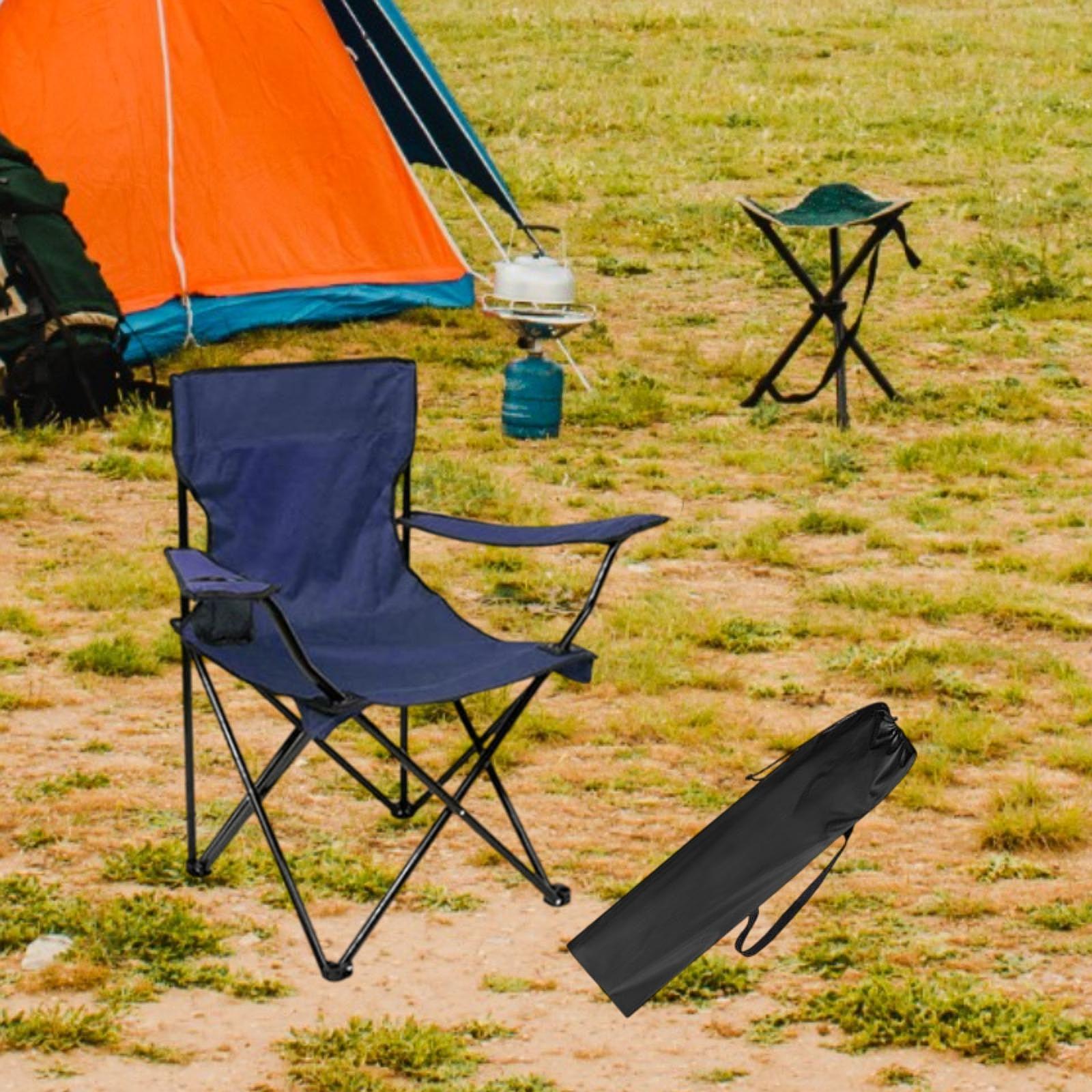 Outdoor Folding Camping Chair Stool Portable Chair for Barbecue Fishing Yard Navy