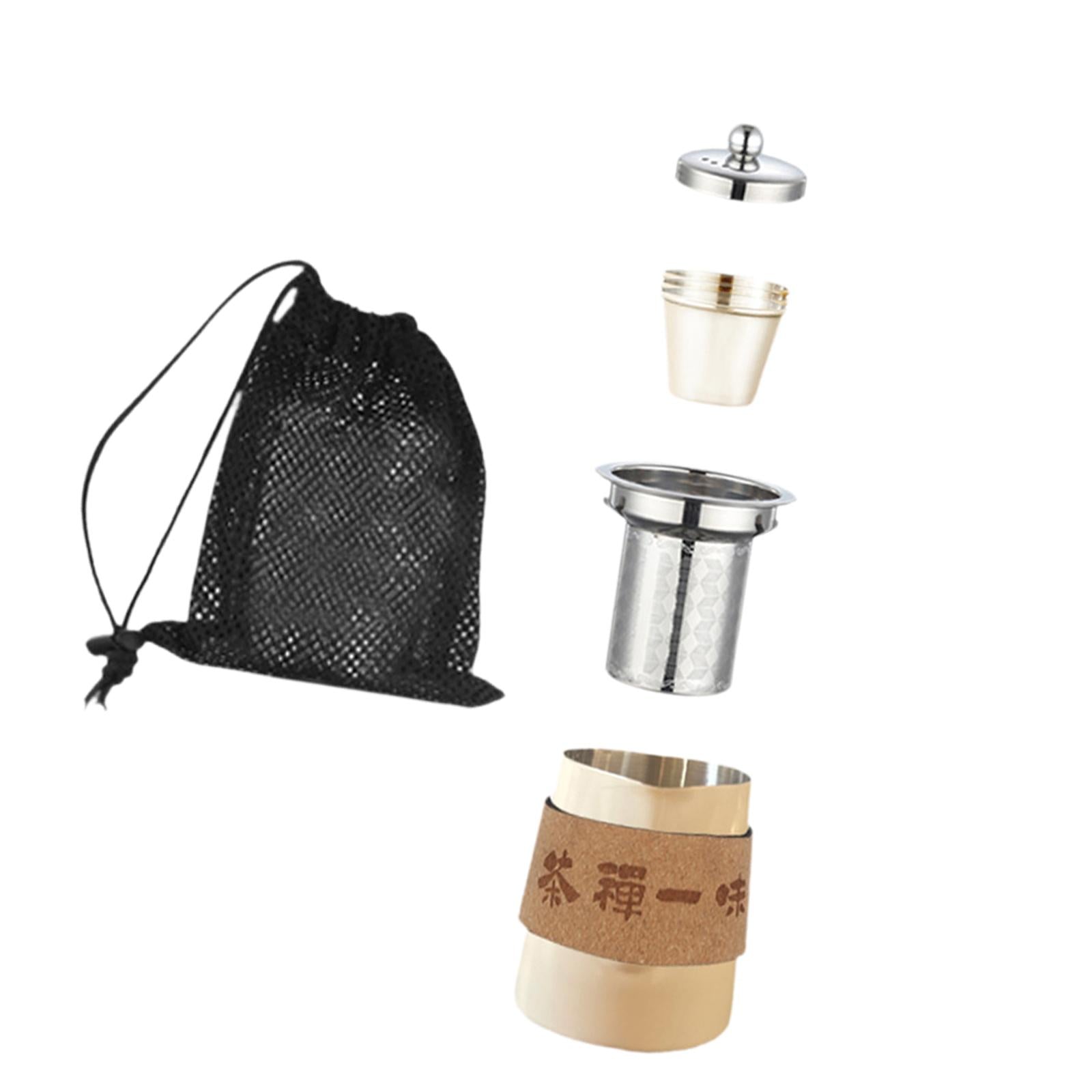 Camping Tea Kettle Mugs Set Stainless Steel Tea Pot for Hotel Fishing Picnic beige