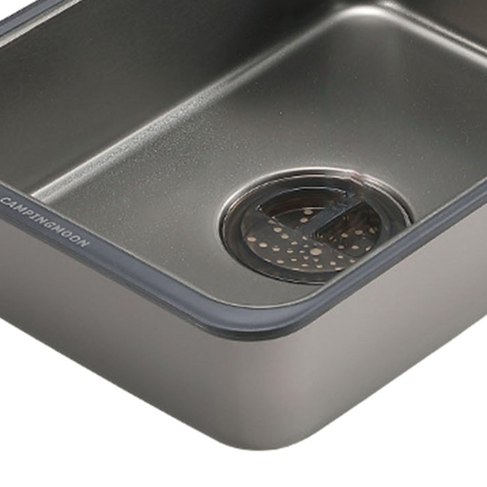 Stainless Steel Camping Sink Camping Table Sink for Cooking Fishing Barbecue