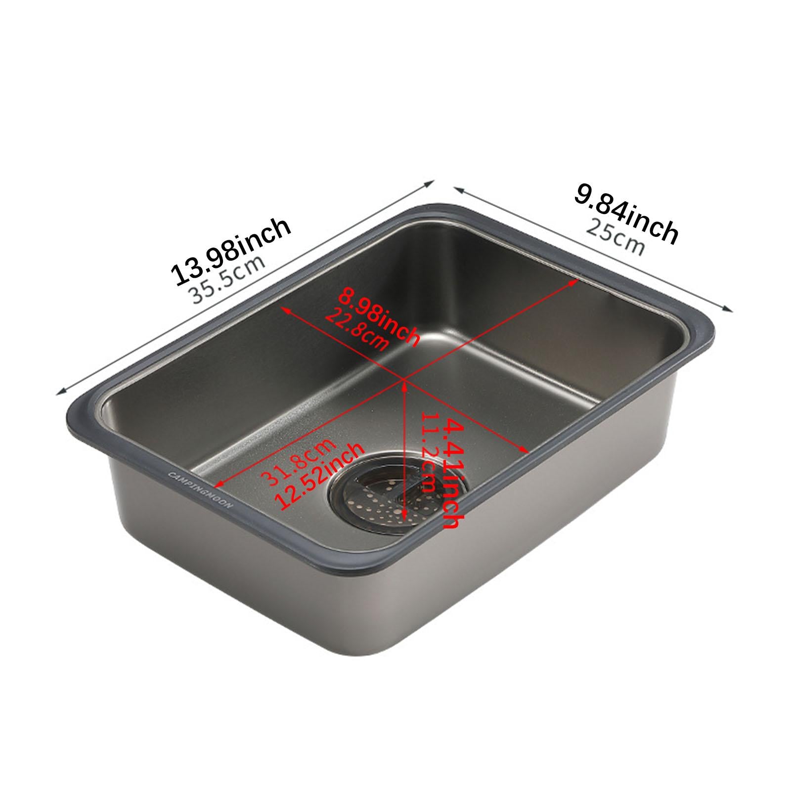 Stainless Steel Camping Sink Camping Table Sink for Cooking Fishing Barbecue