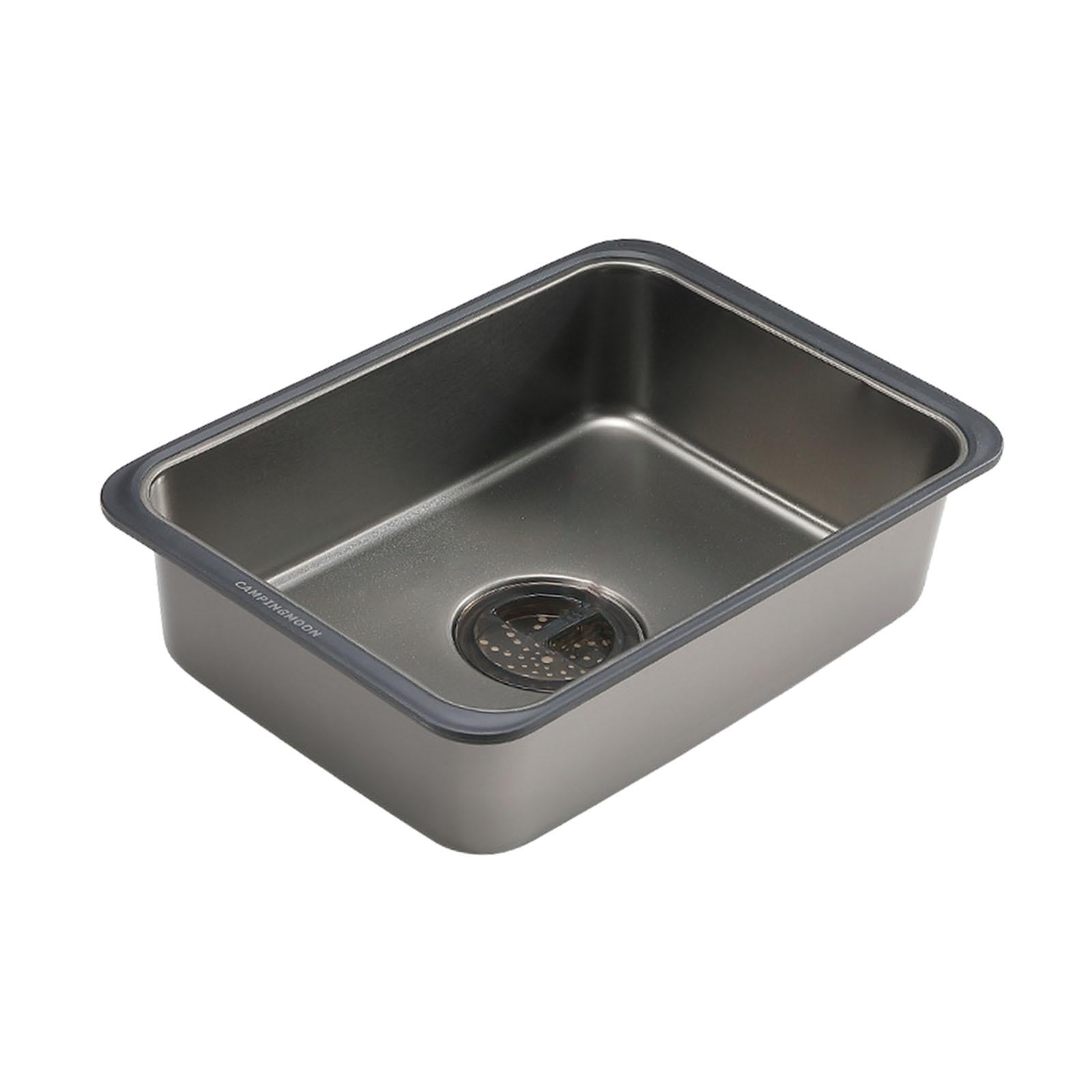 Stainless Steel Camping Sink Camping Table Sink for Cooking Fishing Barbecue